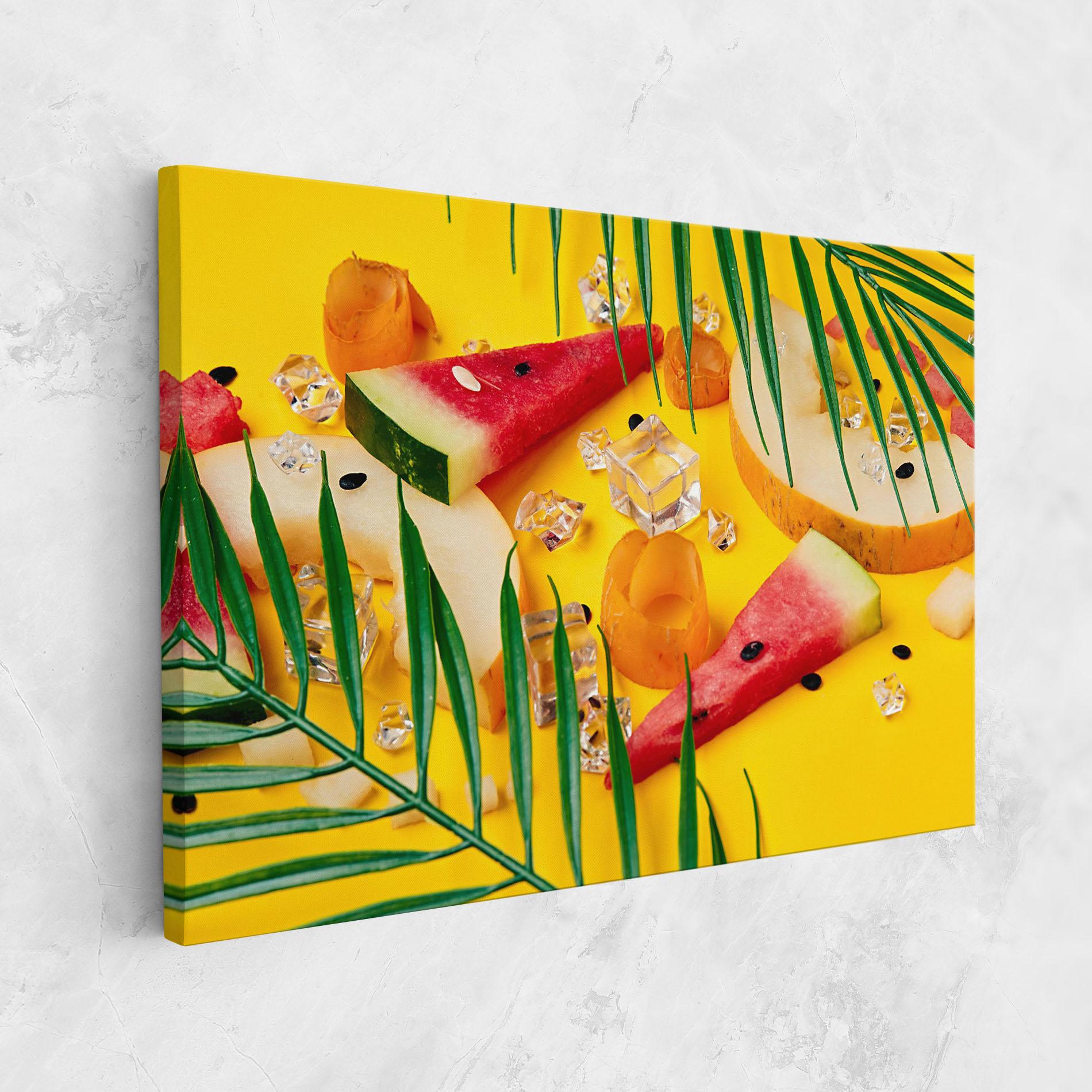 Leinwandbild Ice Cubes Fruits mockup 1