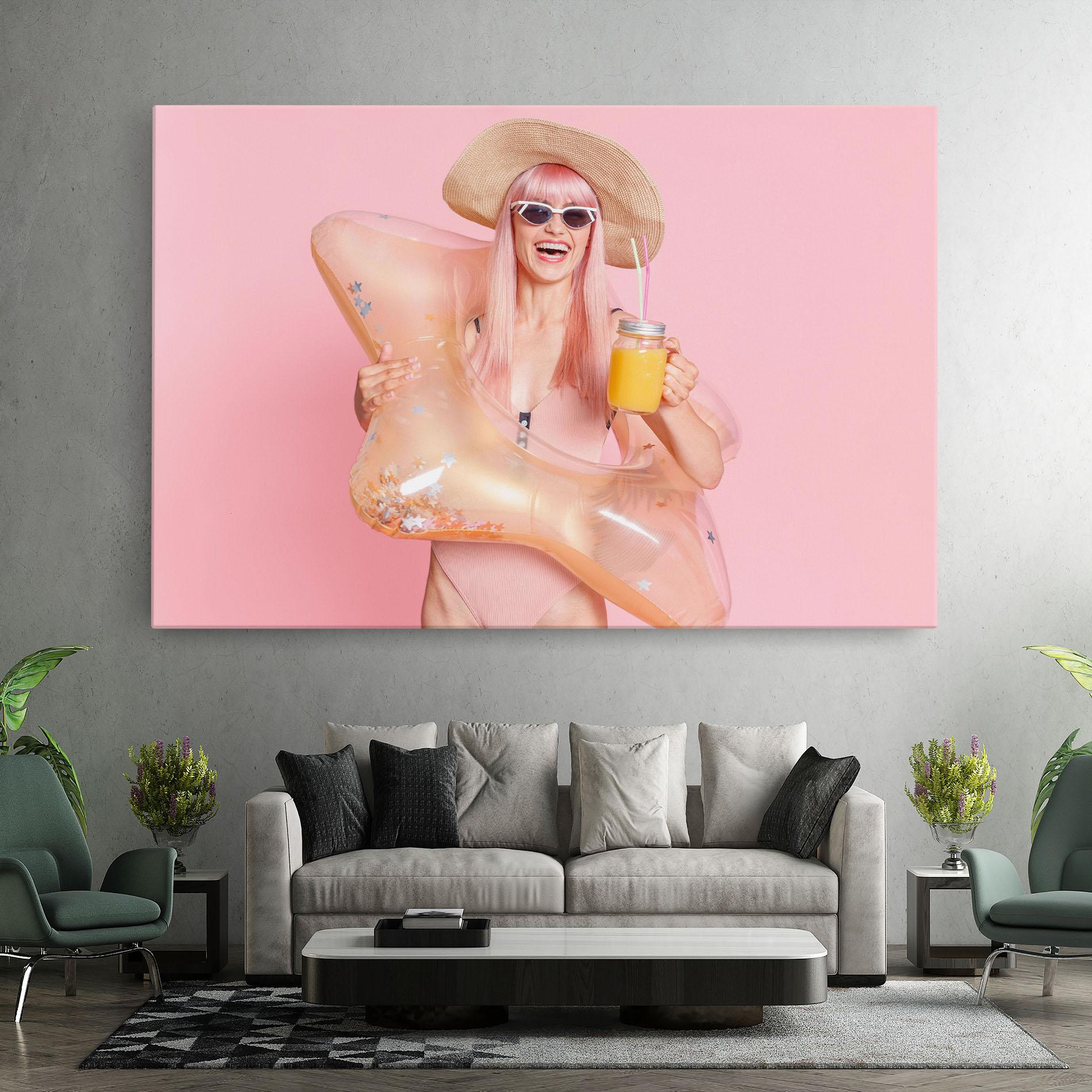 Leinwandbild Joyful Pink Woman mockup 7