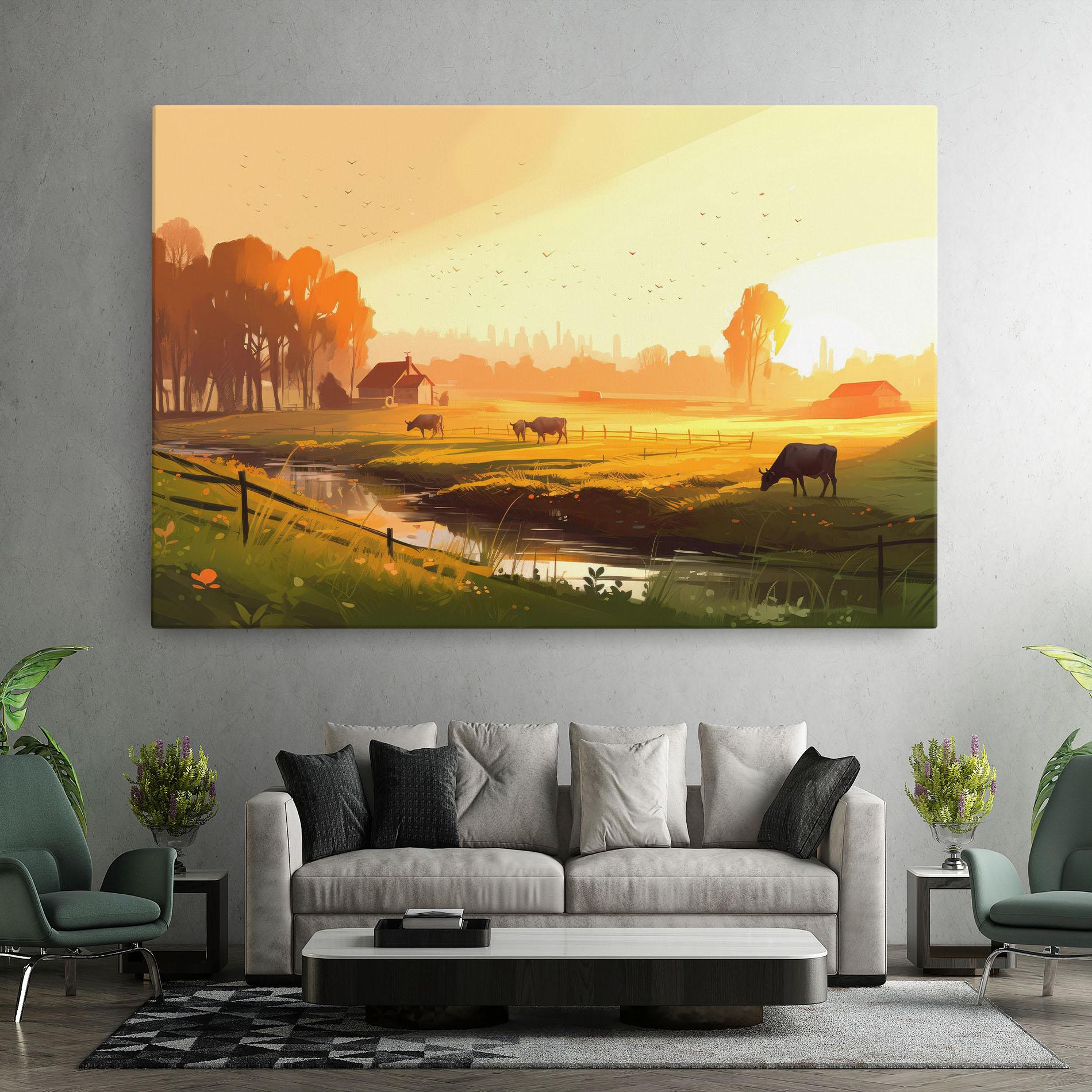 Leinwandbild Sunlight Cows mockup 7