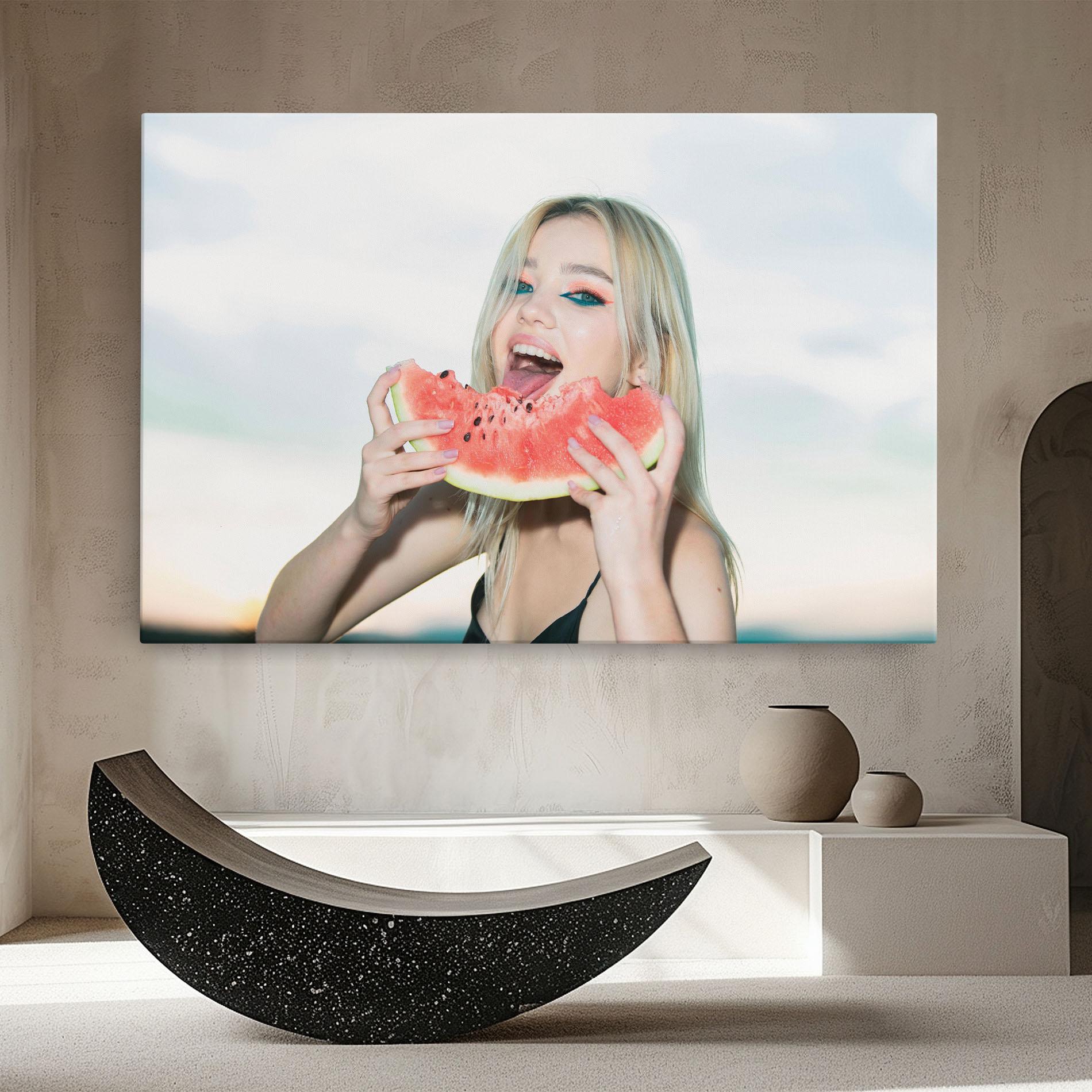 Leinwandbild Eating Watermelon mockup 8