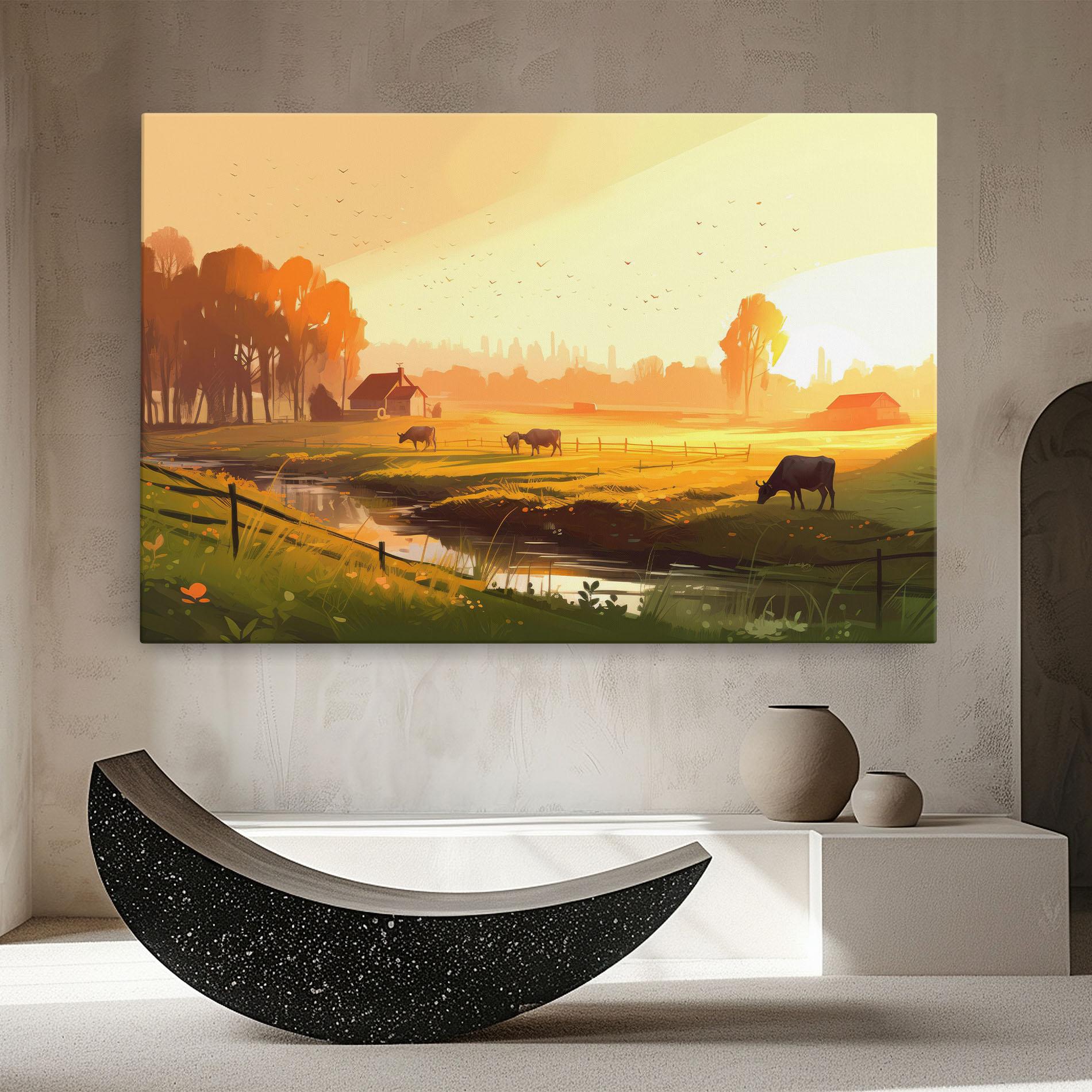 Leinwandbild Sunlight Cows mockup 8