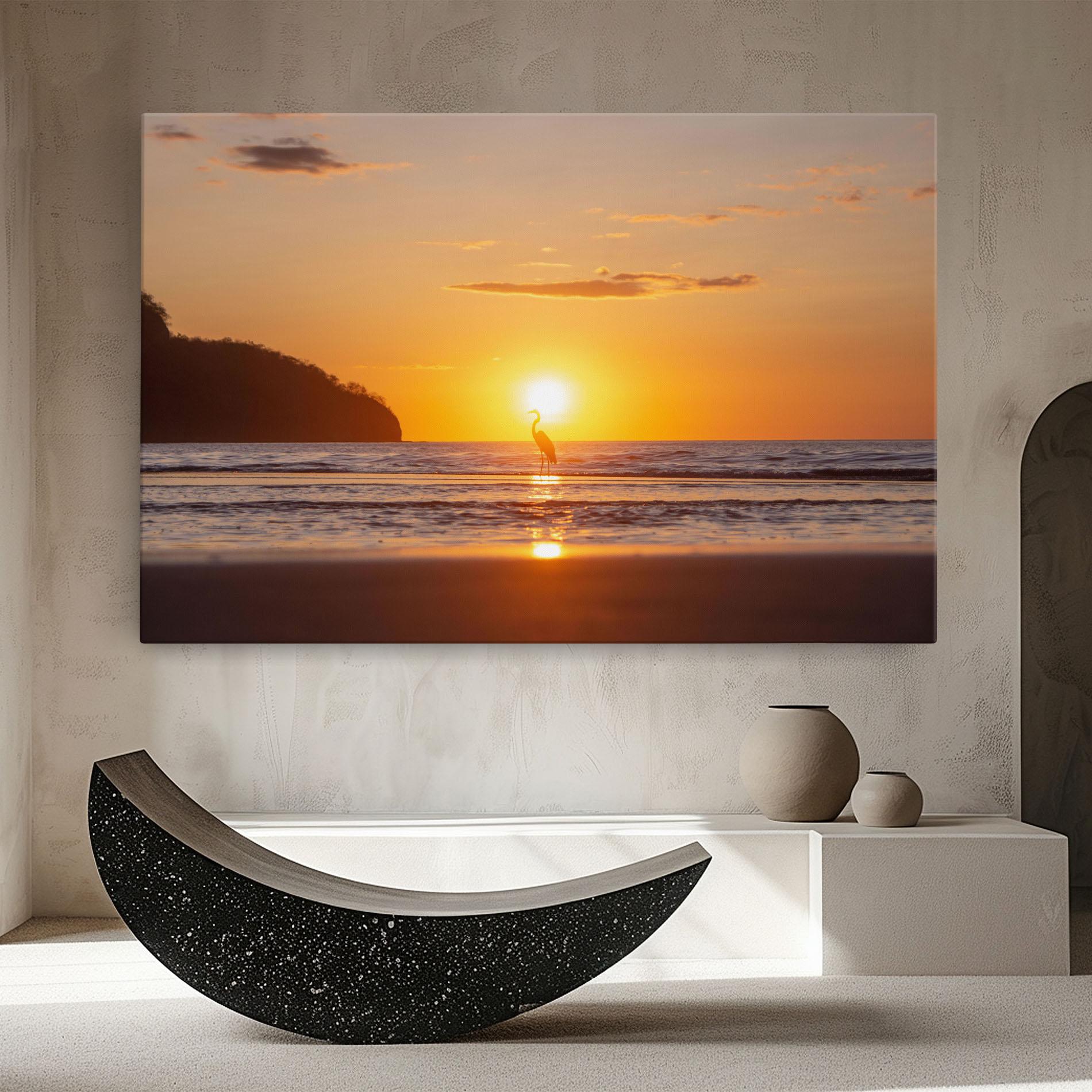 Leinwandbild Sunset Bird Silhouette mockup 8