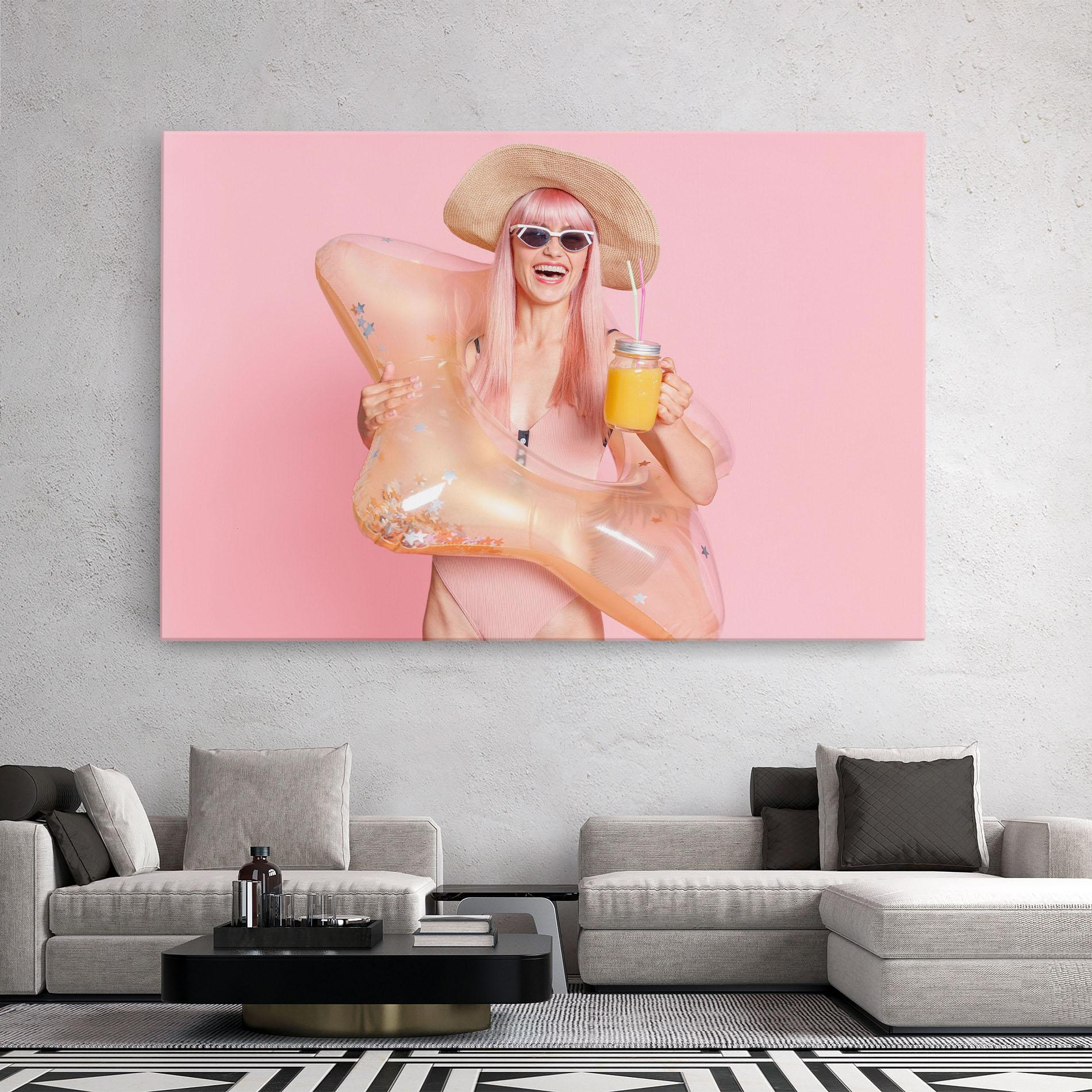 Leinwandbild Joyful Pink Woman mockup 2