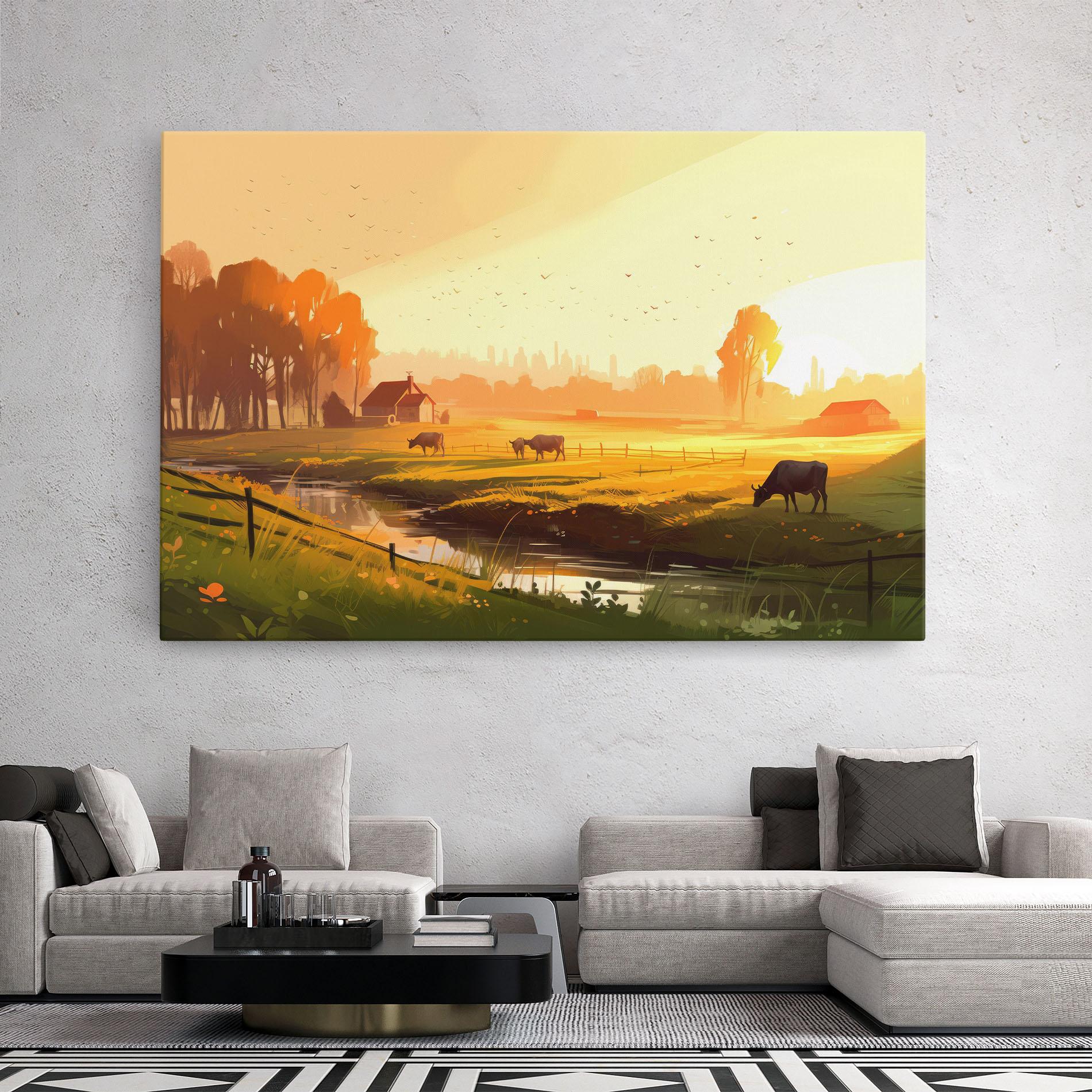 Leinwandbild Sunlight Cows mockup 2