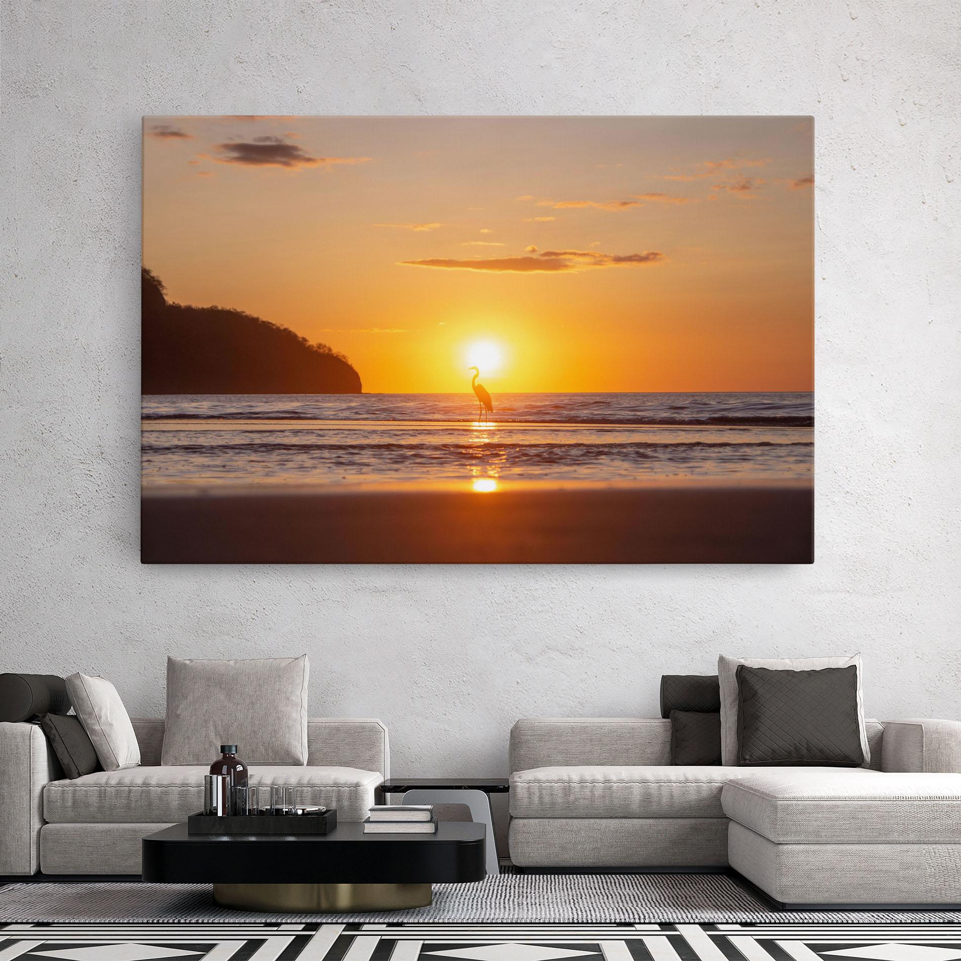 Leinwandbild Sunset Bird Silhouette mockup 2