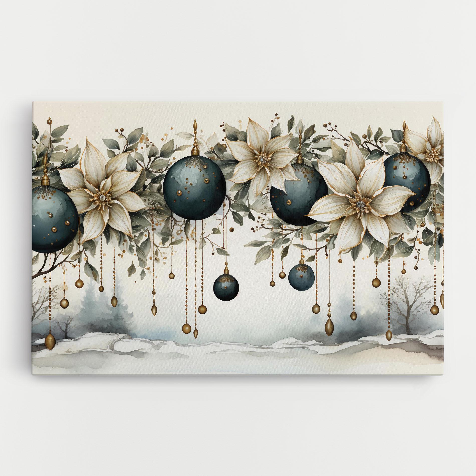 Leinwandbild Christmas Flowers Art mockup 0