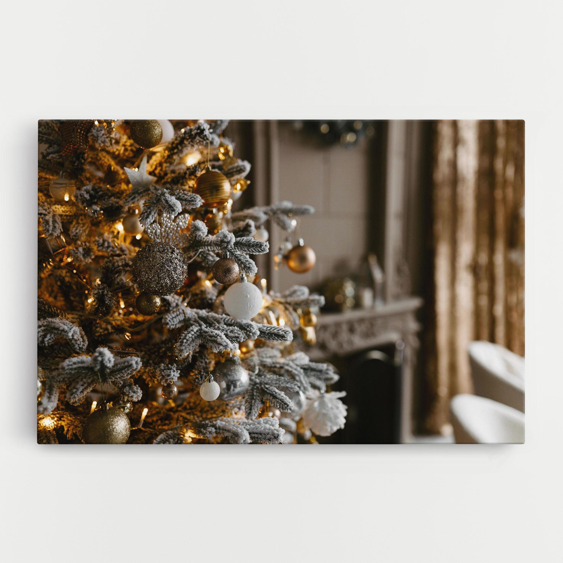 Leinwandbild Gold Christmas Decorations mockup 0