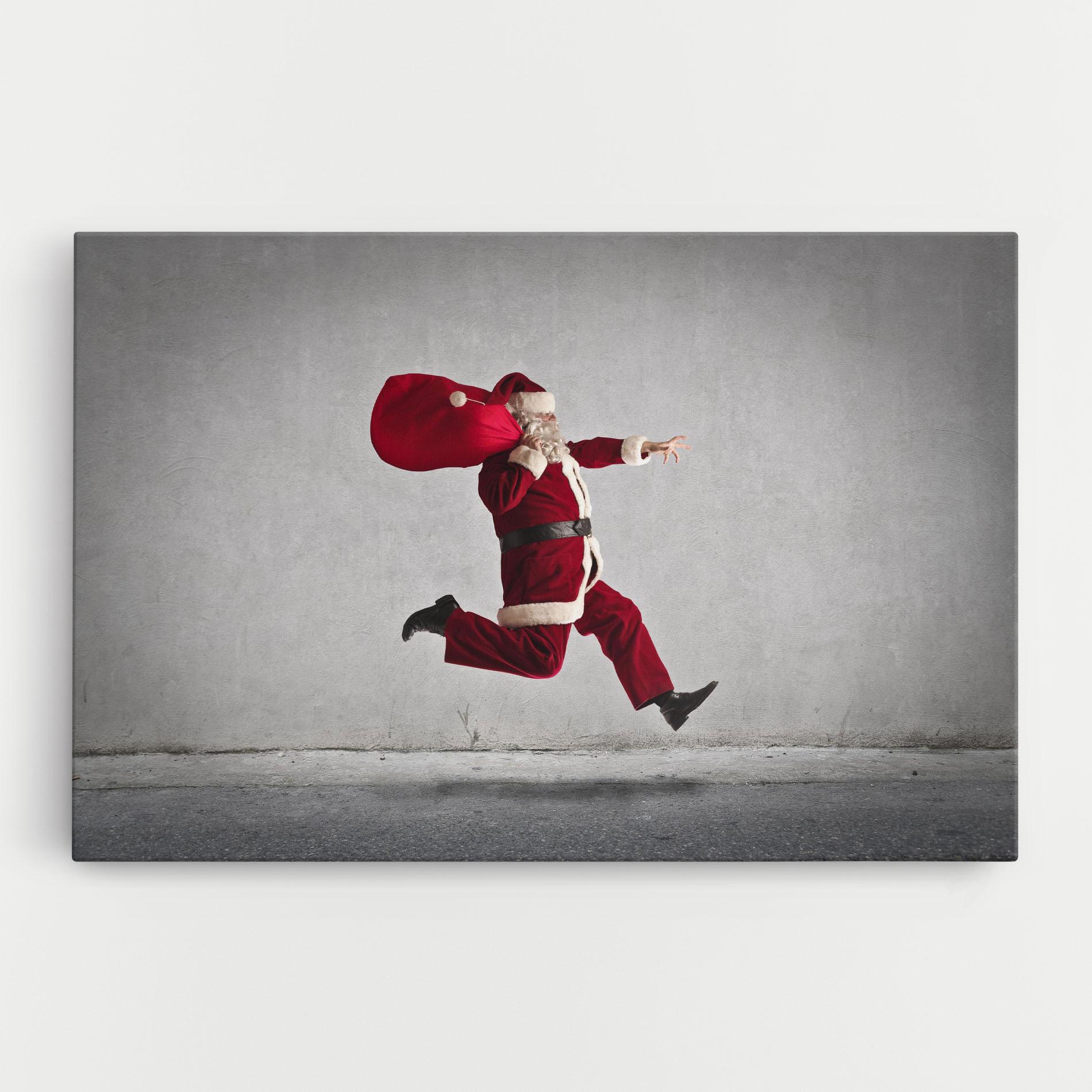 Leinwandbild Santa Claus Jumping mockup 0