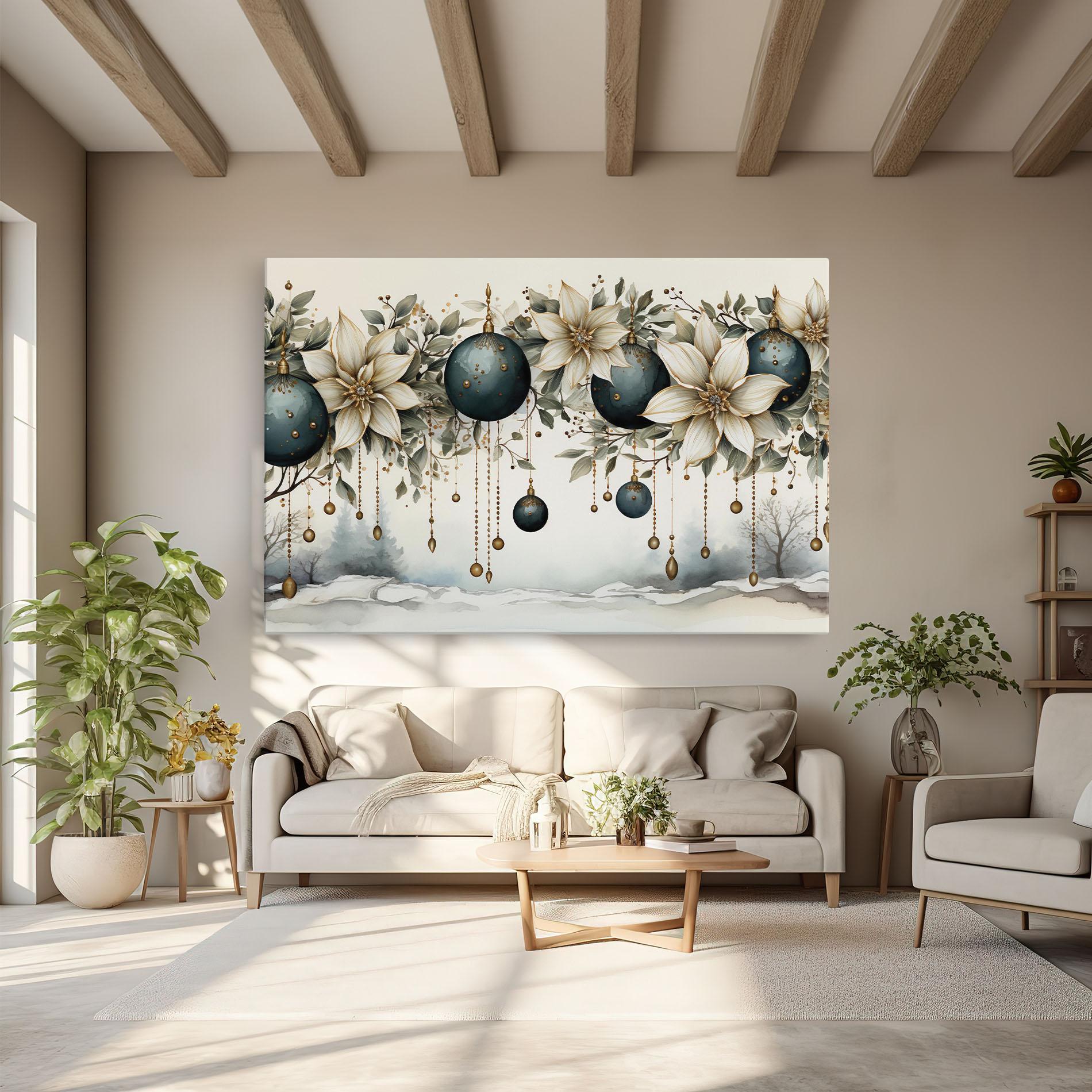 Leinwandbild Christmas Flowers Art mockup 6