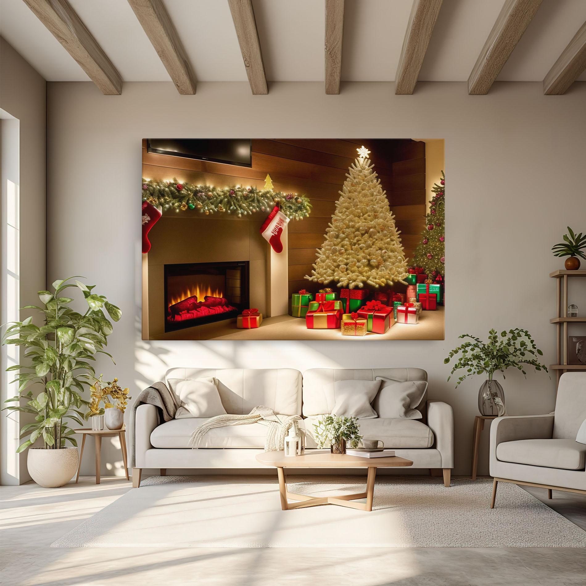 Leinwandbild Decorated Christmas Tree mockup 6