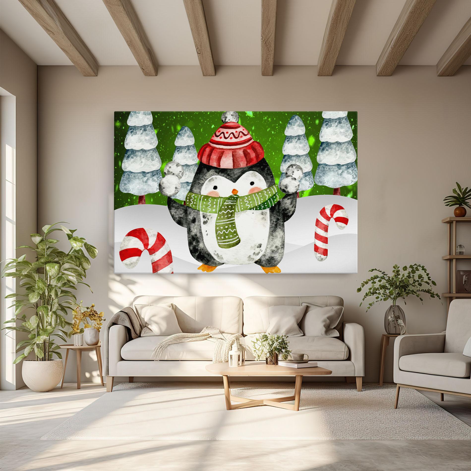 Leinwandbild Green Pinguin mockup 6