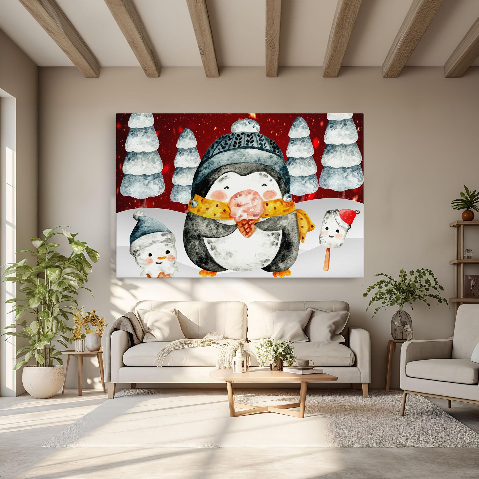 Leinwandbild Yellow Pinguin mockup 6