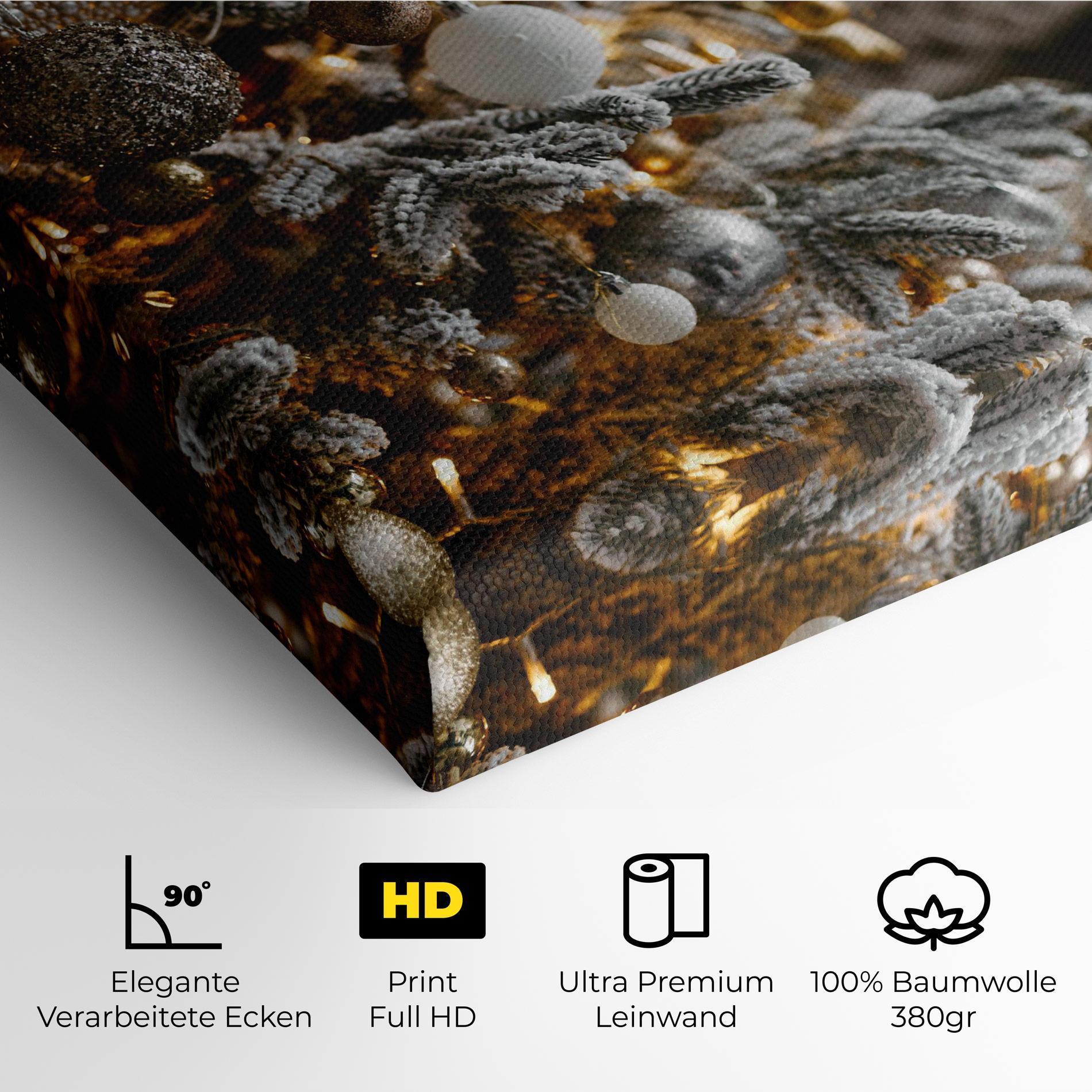 Leinwandbild Gold Christmas Decorations mockup 4