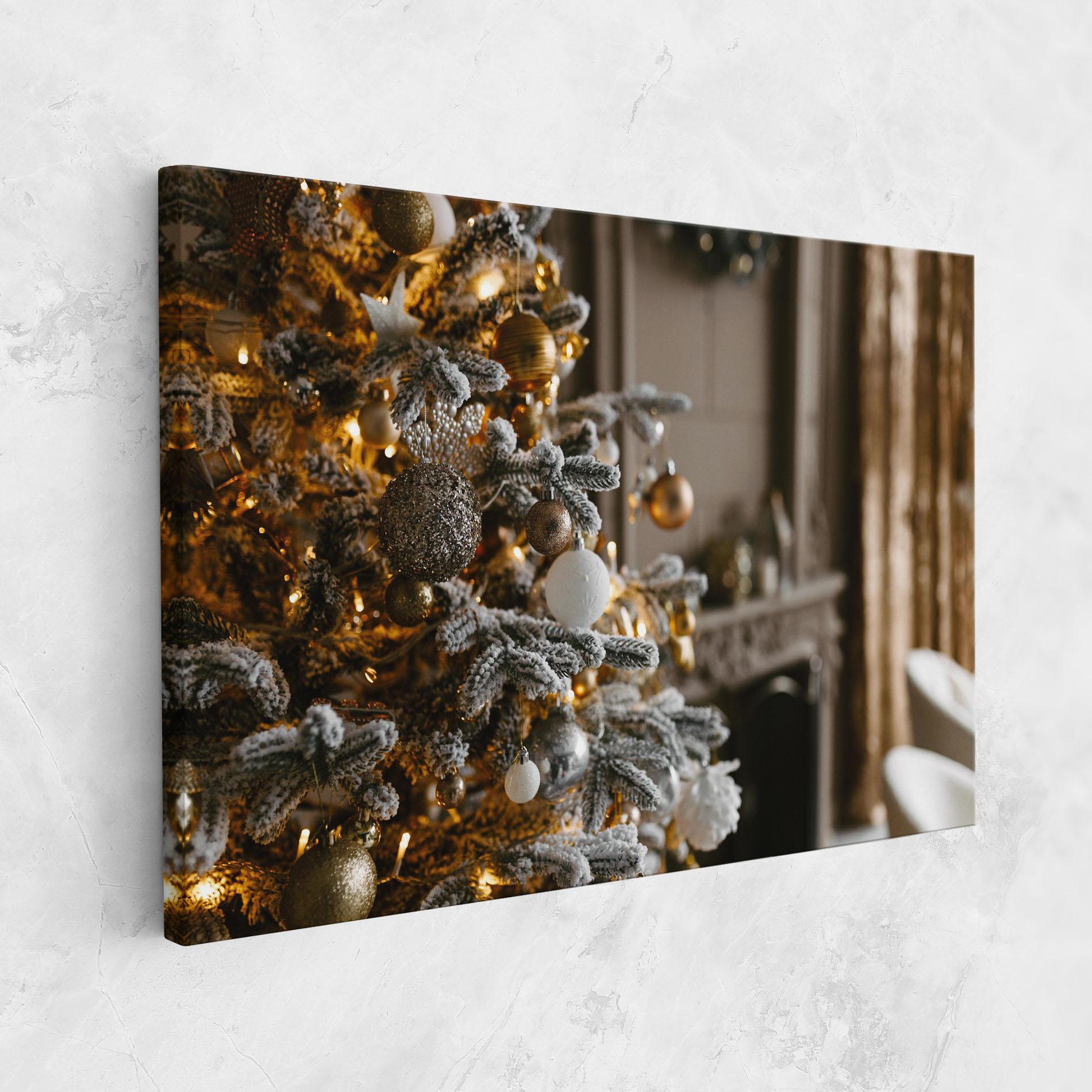 Leinwandbild Gold Christmas Decorations mockup 1