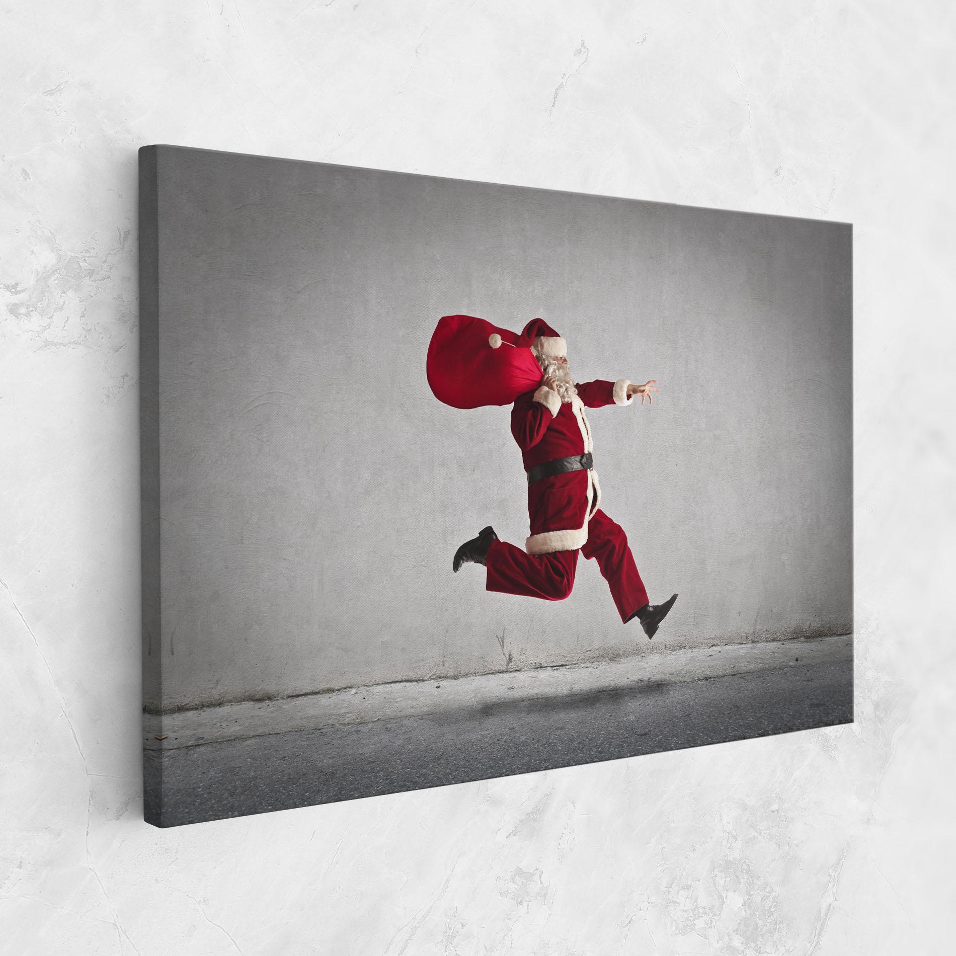 Leinwandbild Santa Claus Jumping mockup 1