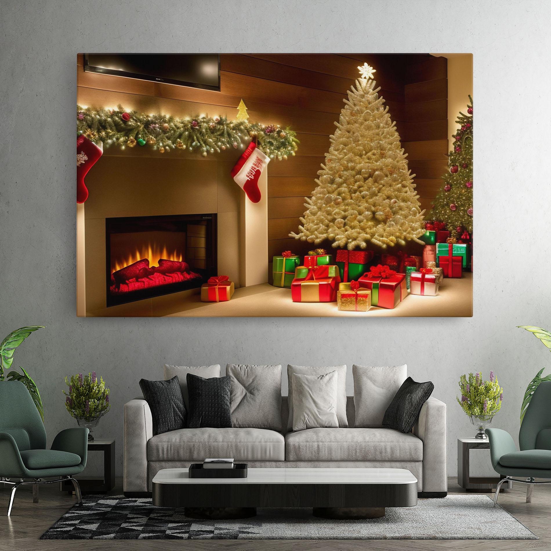 Leinwandbild Decorated Christmas Tree mockup 7