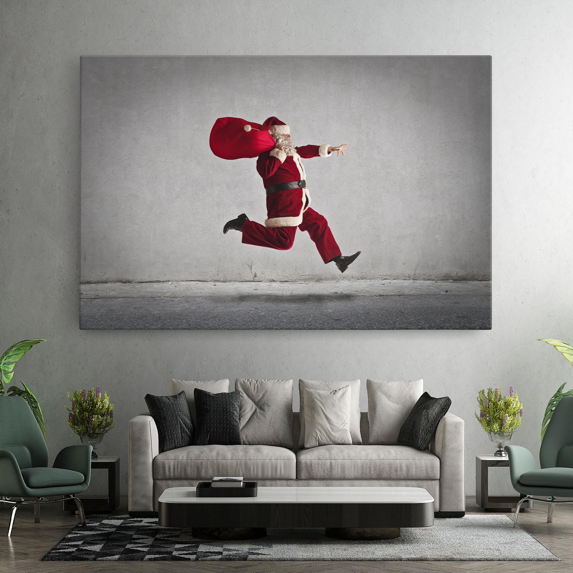 Leinwandbild Santa Claus Jumping mockup 7