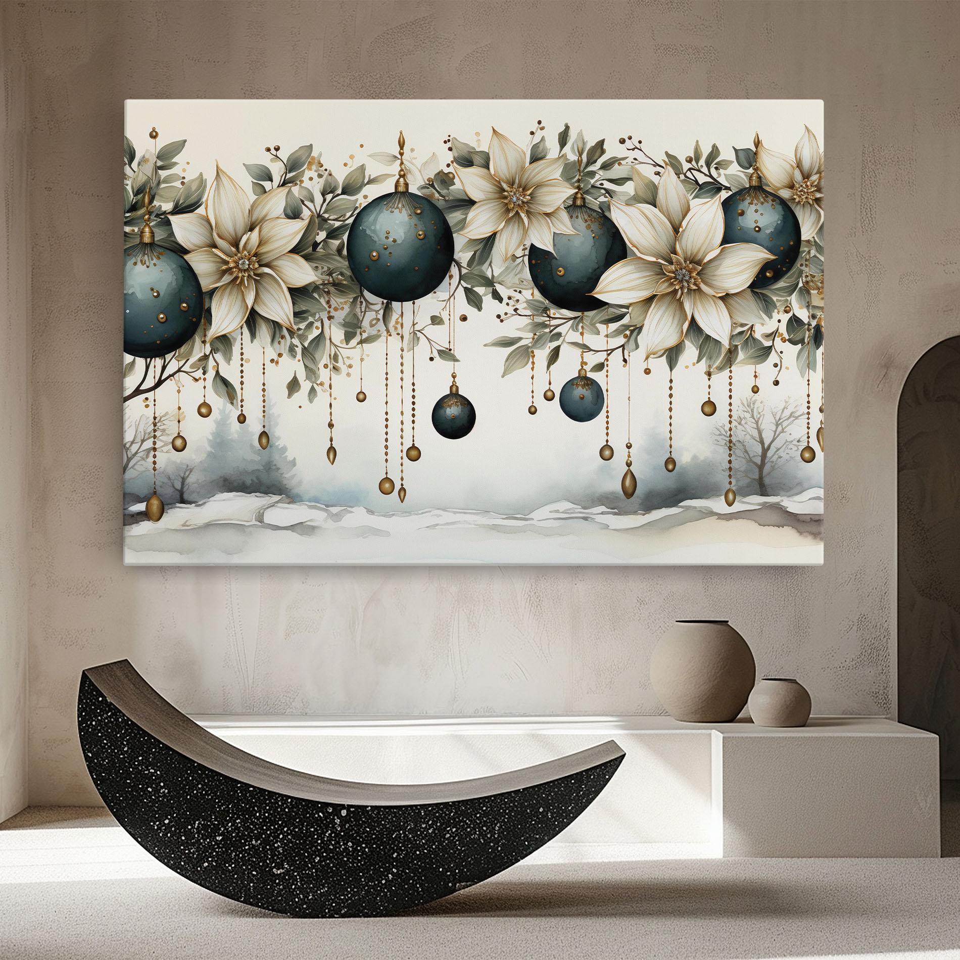 Leinwandbild Christmas Flowers Art mockup 8