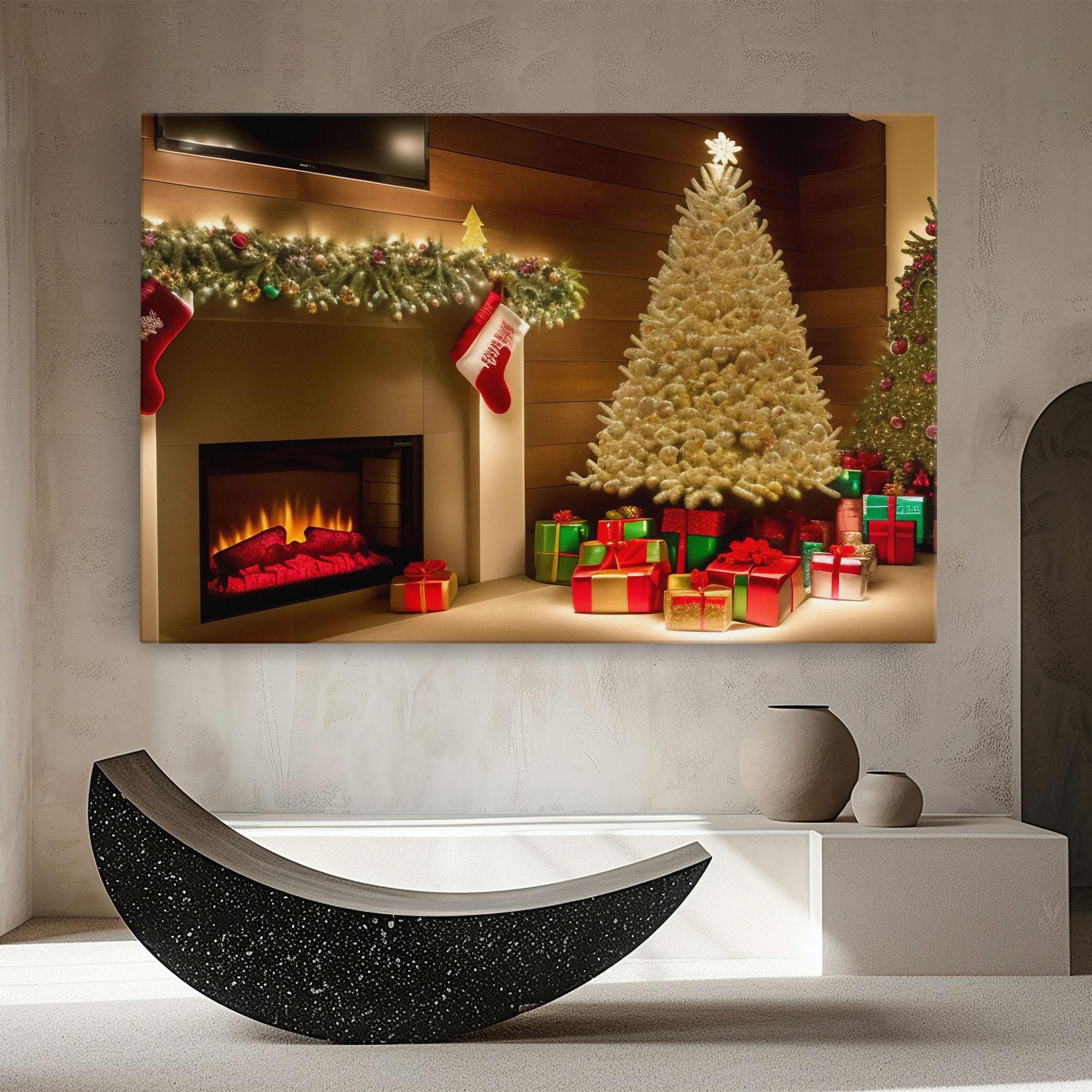 Leinwandbild Decorated Christmas Tree mockup 8