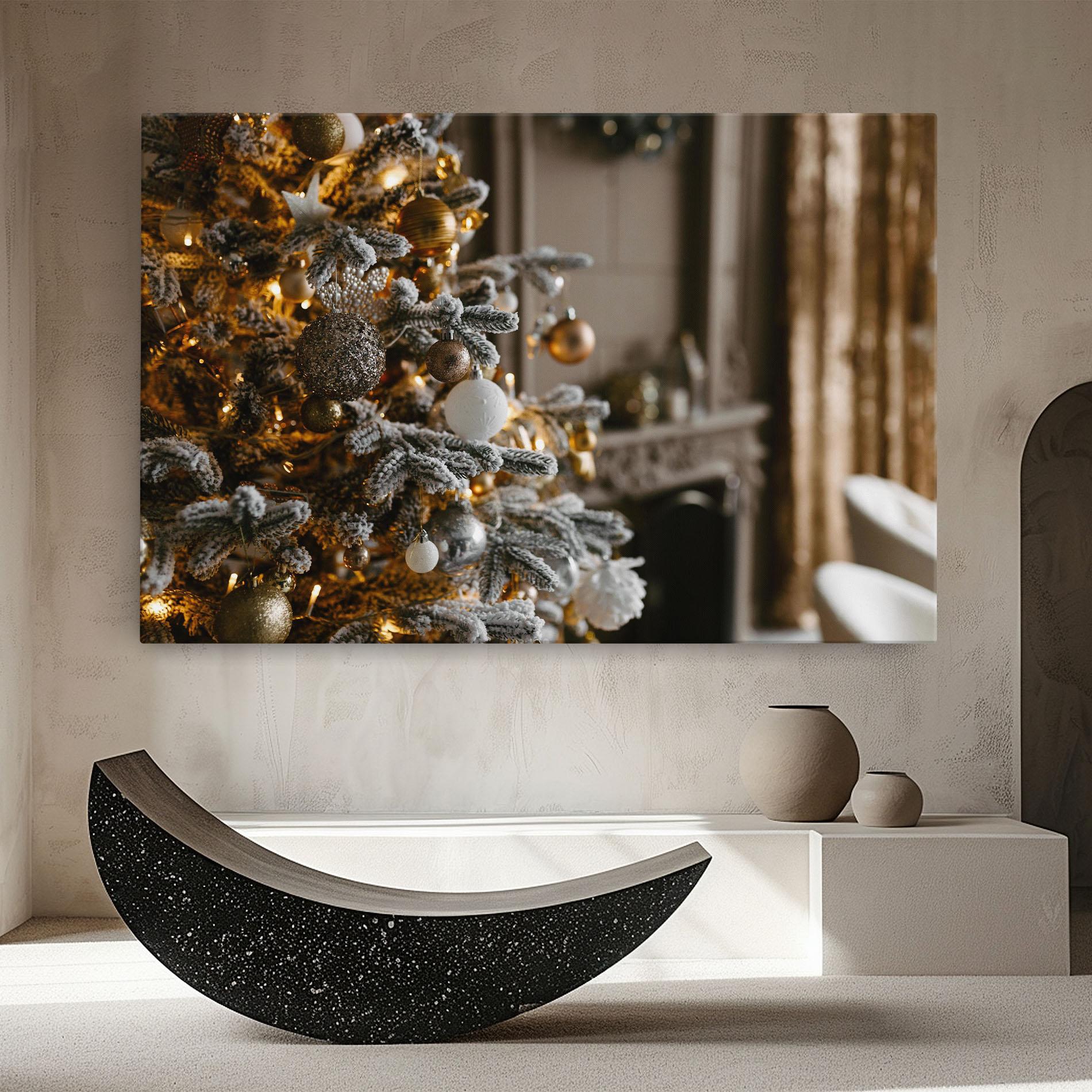 Leinwandbild Gold Christmas Decorations mockup 8