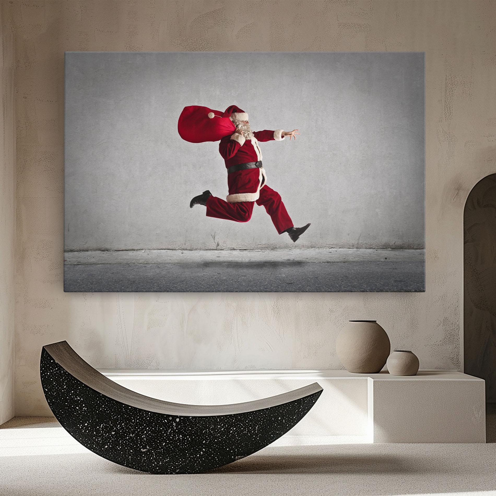 Leinwandbild Santa Claus Jumping mockup 8