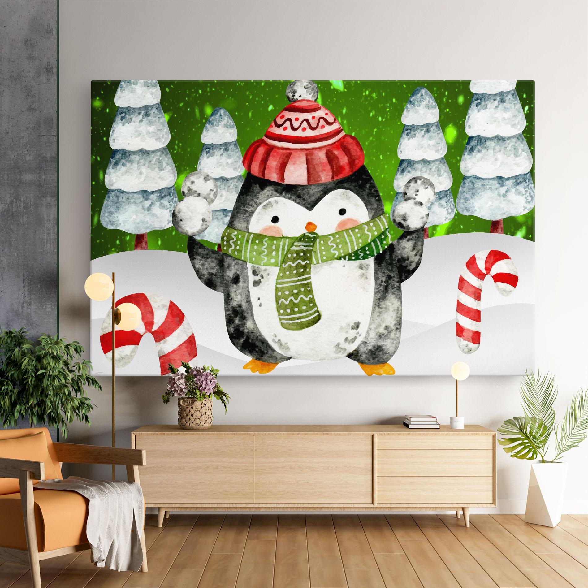 Leinwandbild Green Pinguin mockup 9