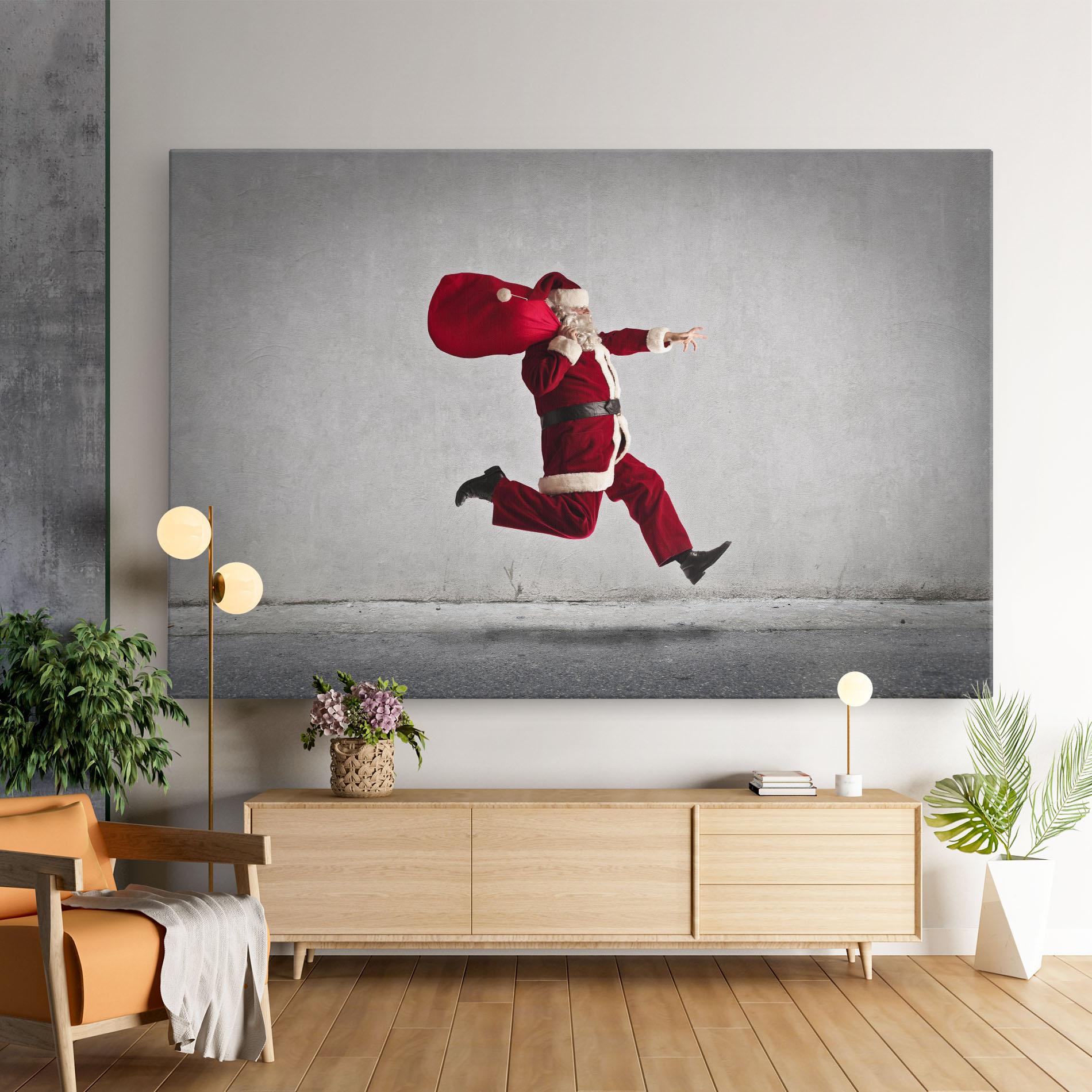 Leinwandbild Santa Claus Jumping mockup 9