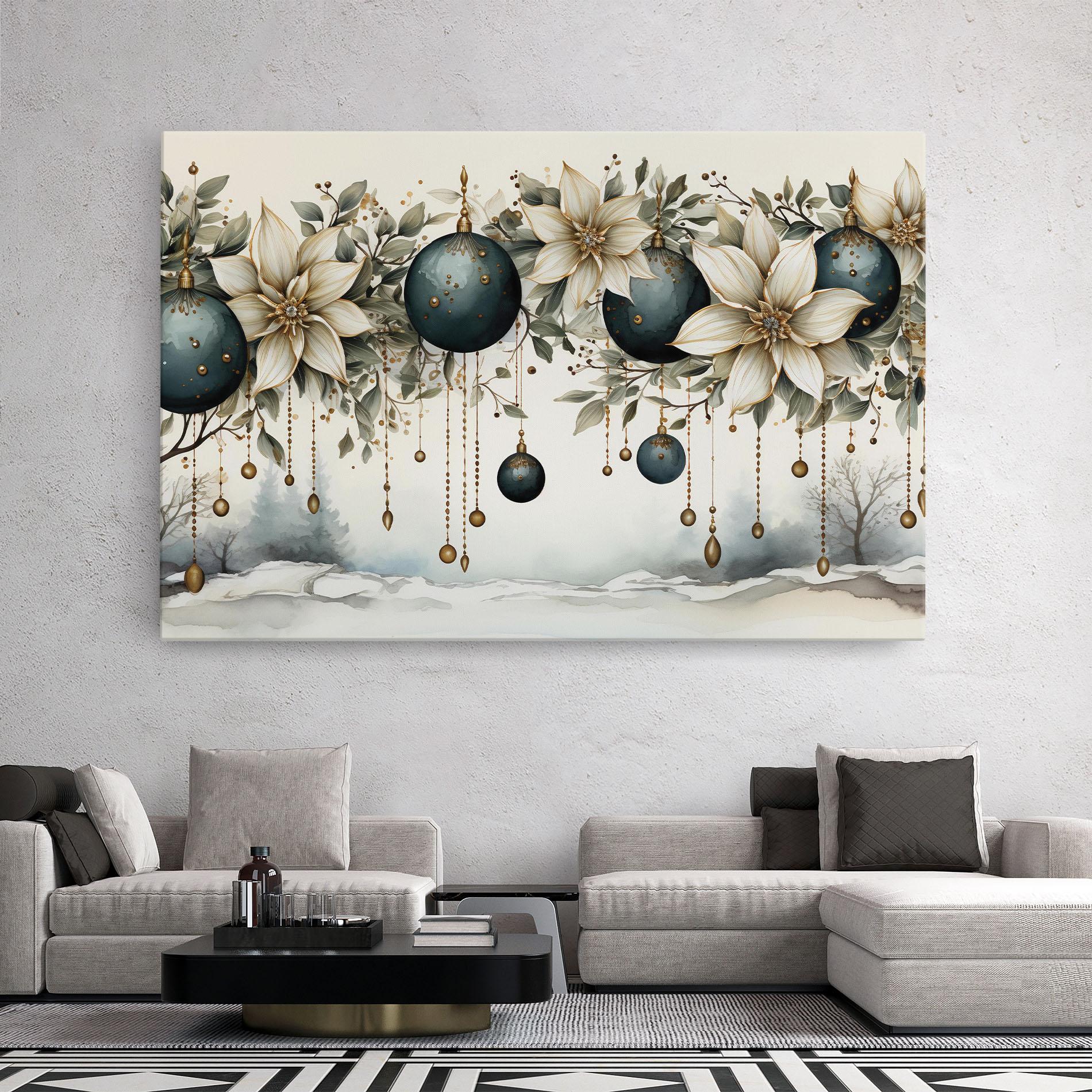 Leinwandbild Christmas Flowers Art mockup 2