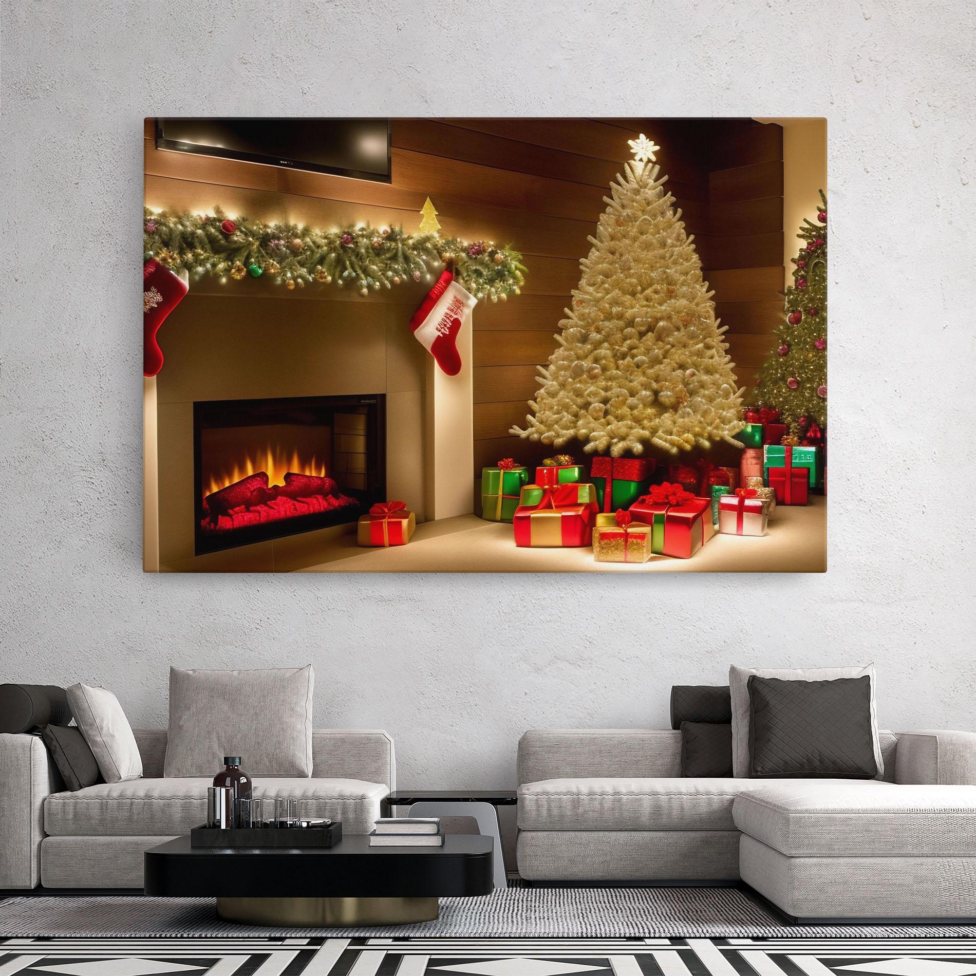 Leinwandbild Decorated Christmas Tree mockup 2