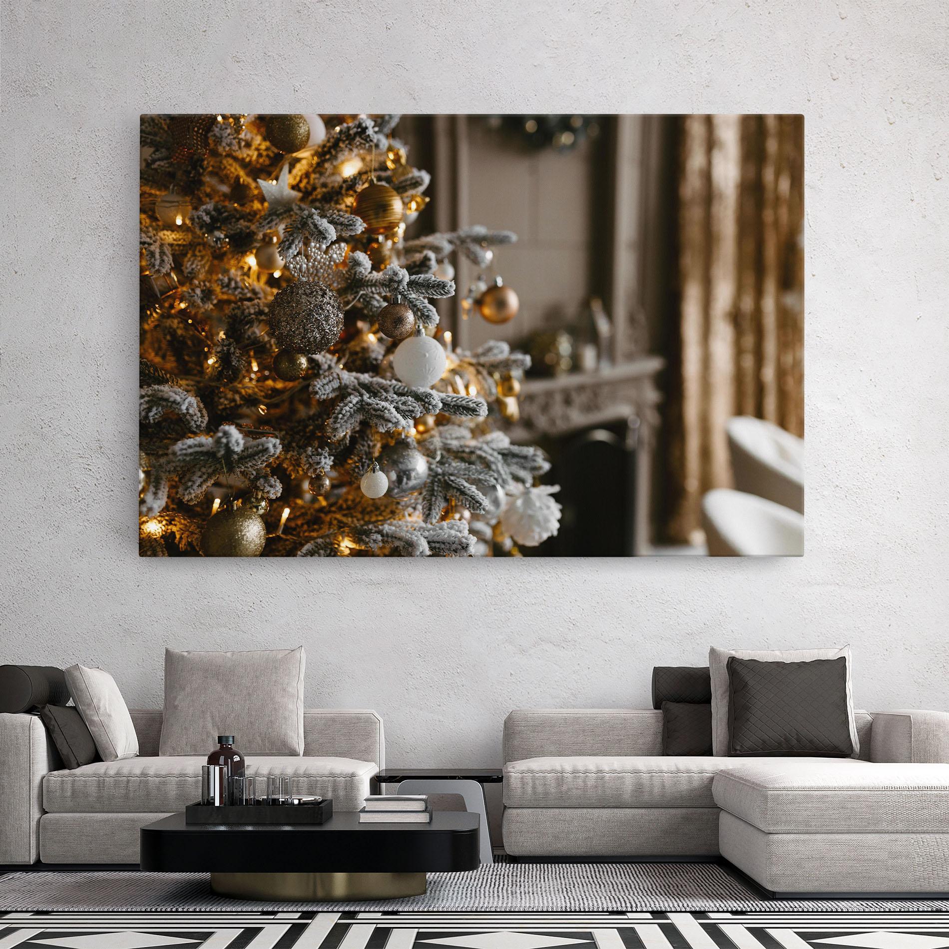 Leinwandbild Gold Christmas Decorations mockup 2