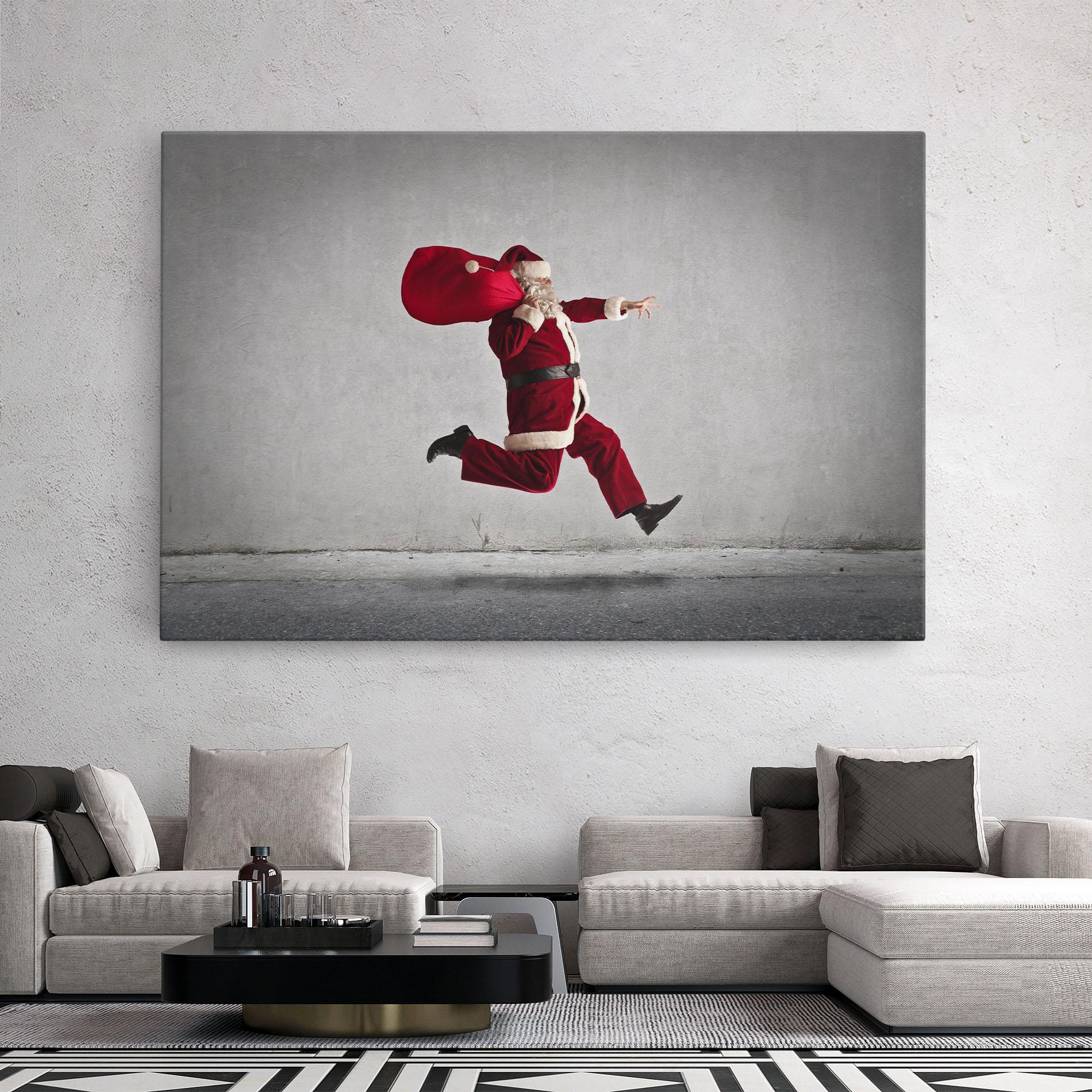 Leinwandbild Santa Claus Jumping mockup 2