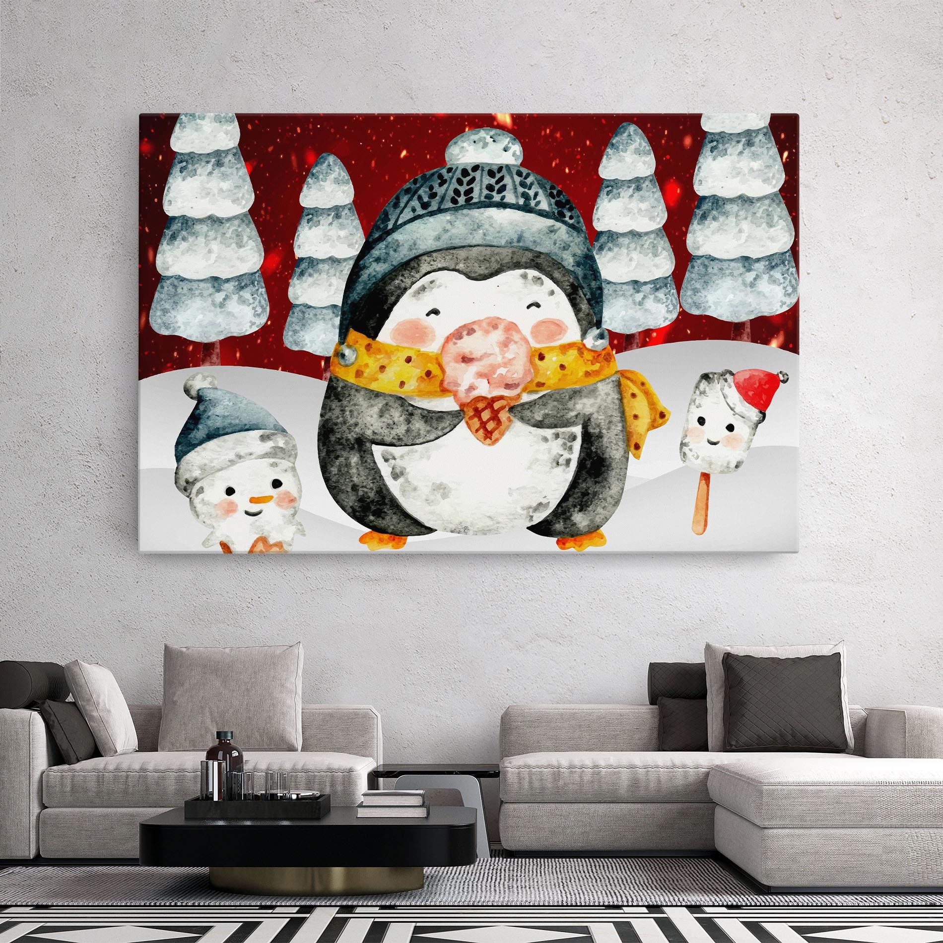 Leinwandbild Yellow Pinguin mockup 2