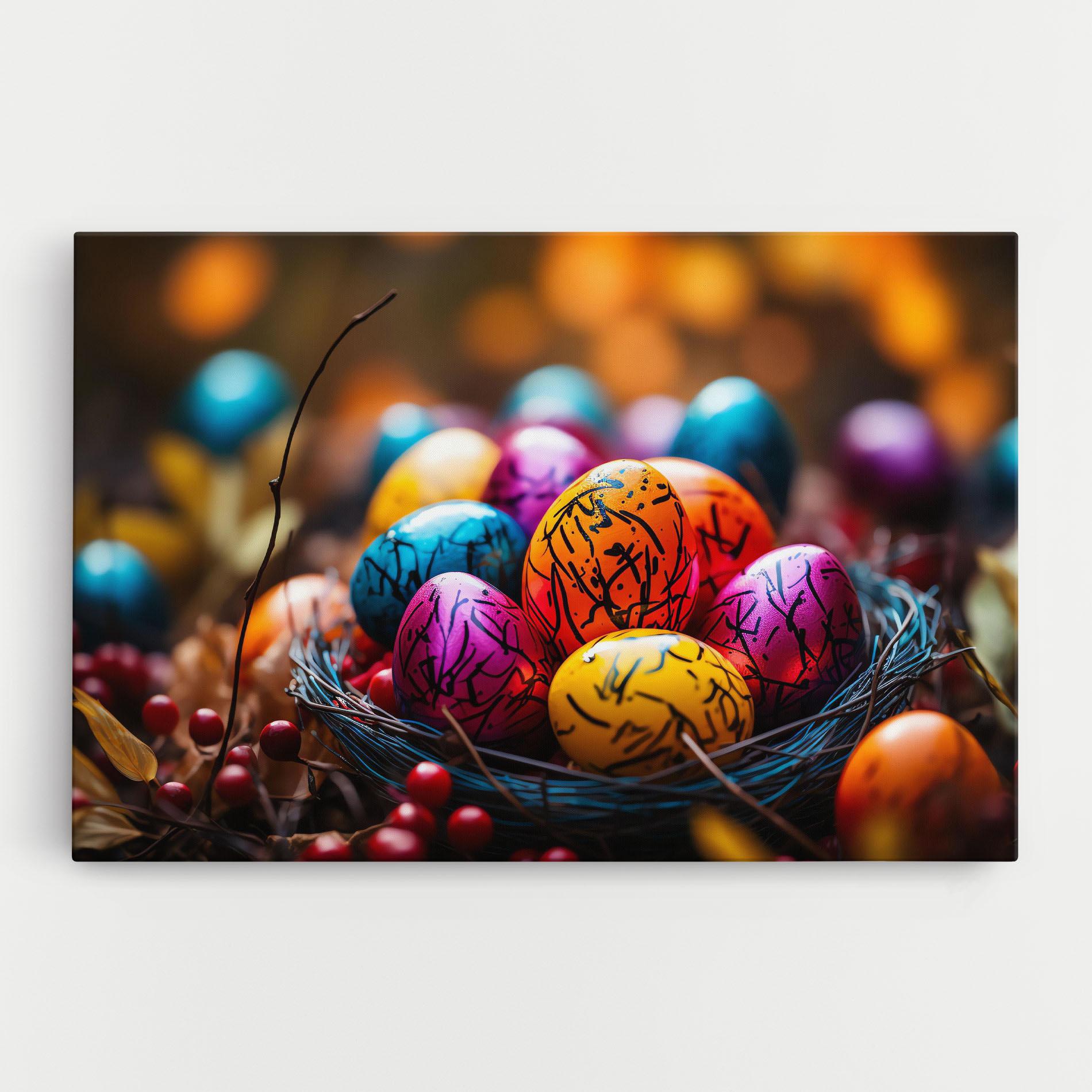 Leinwandbild Colorful Easter Eggs mockup 0