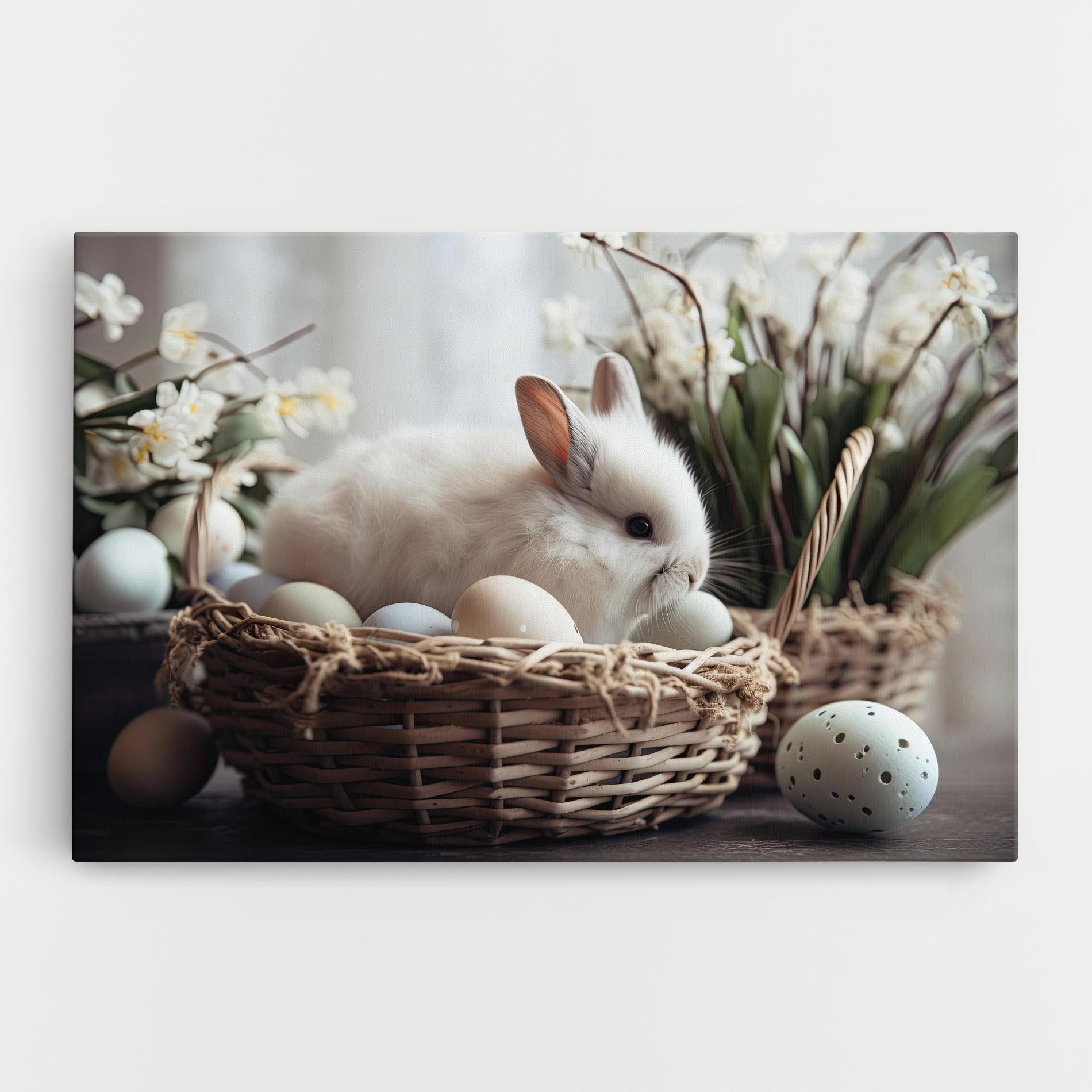 Leinwandbild Cute White Easter Eggs mockup 0