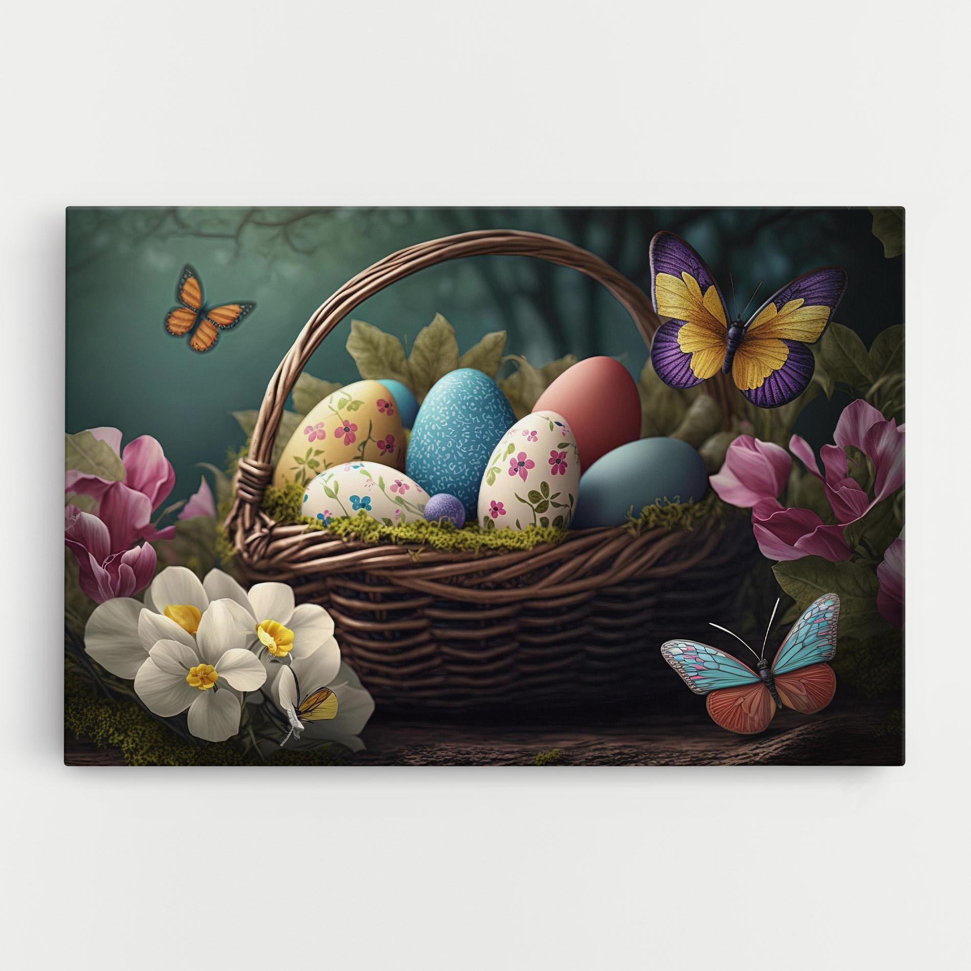 Leinwandbild Easter Eggs Butterfly mockup 0