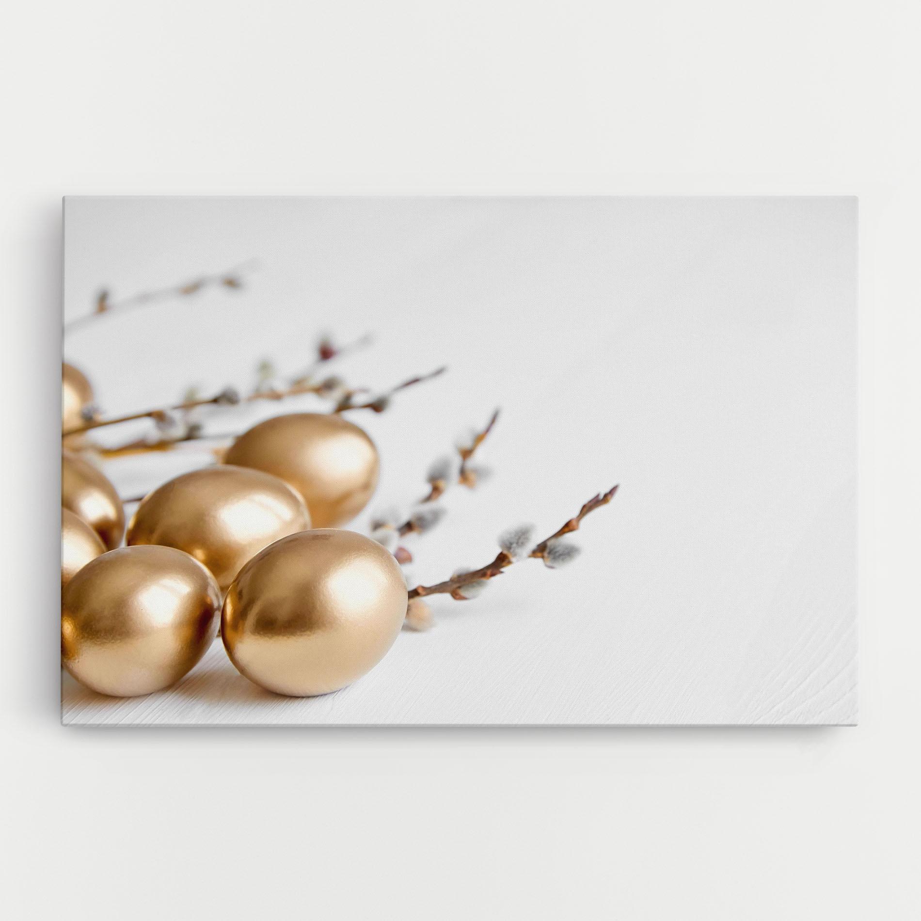Leinwandbild Easter Gold Eggs mockup 0