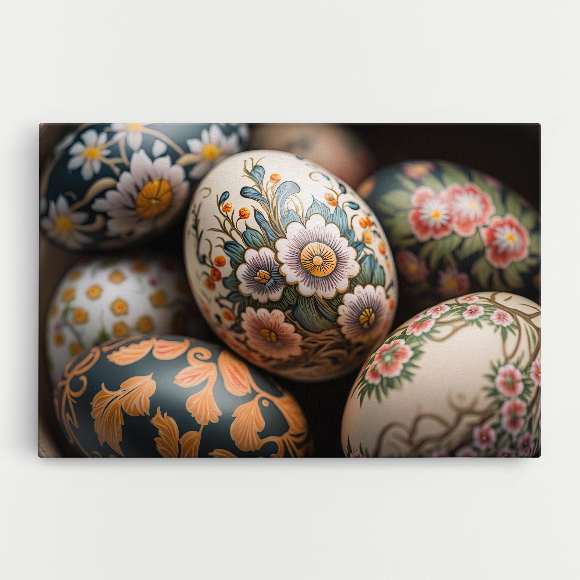 Leinwandbild Floral Painted Eggs mockup 0