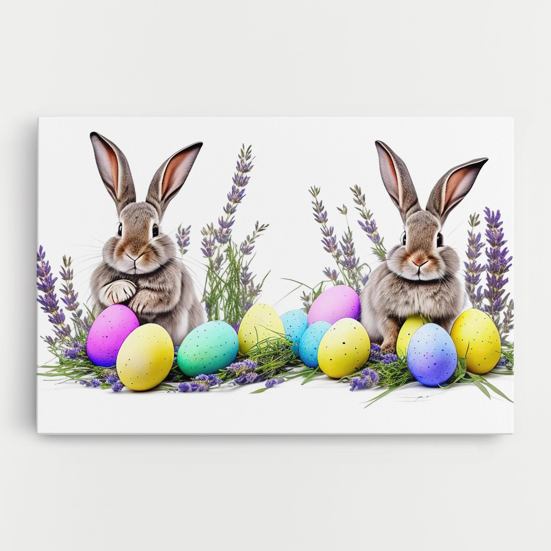 Leinwandbild Flowers Easter Bunny mockup 0