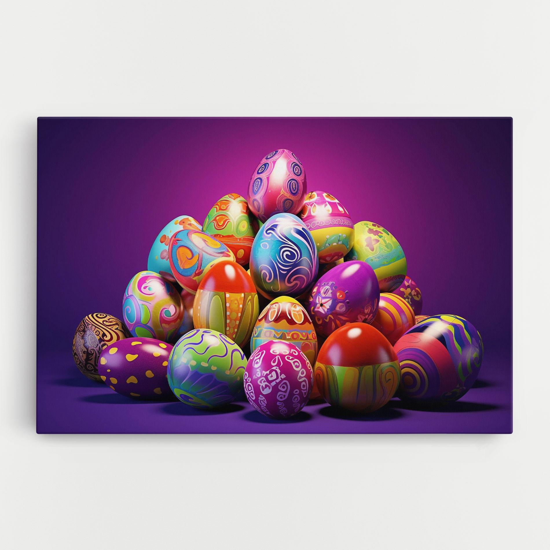 Leinwandbild Pile Colorful Eggs mockup 0