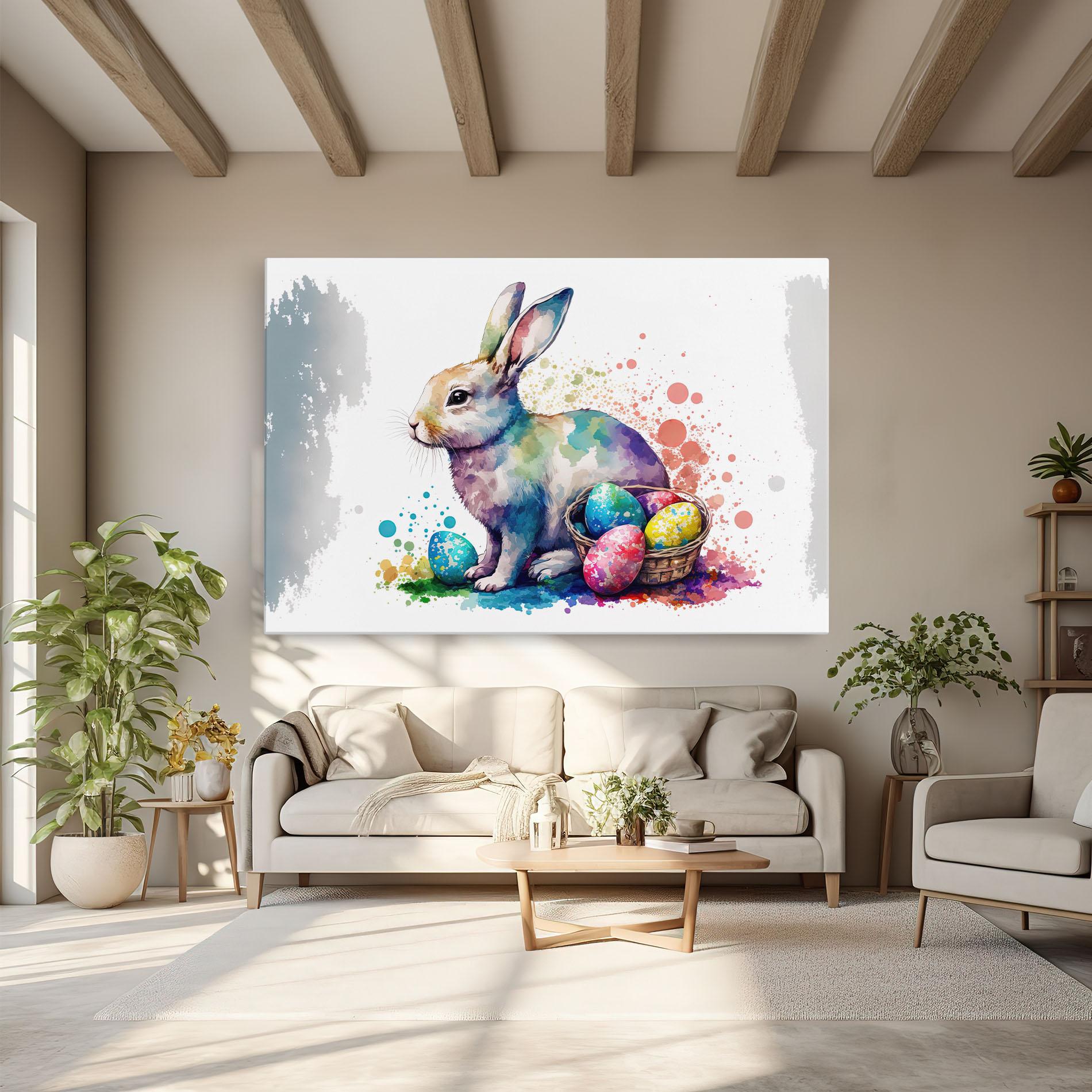 Leinwandbild Easter Bunny Watercolor mockup 6