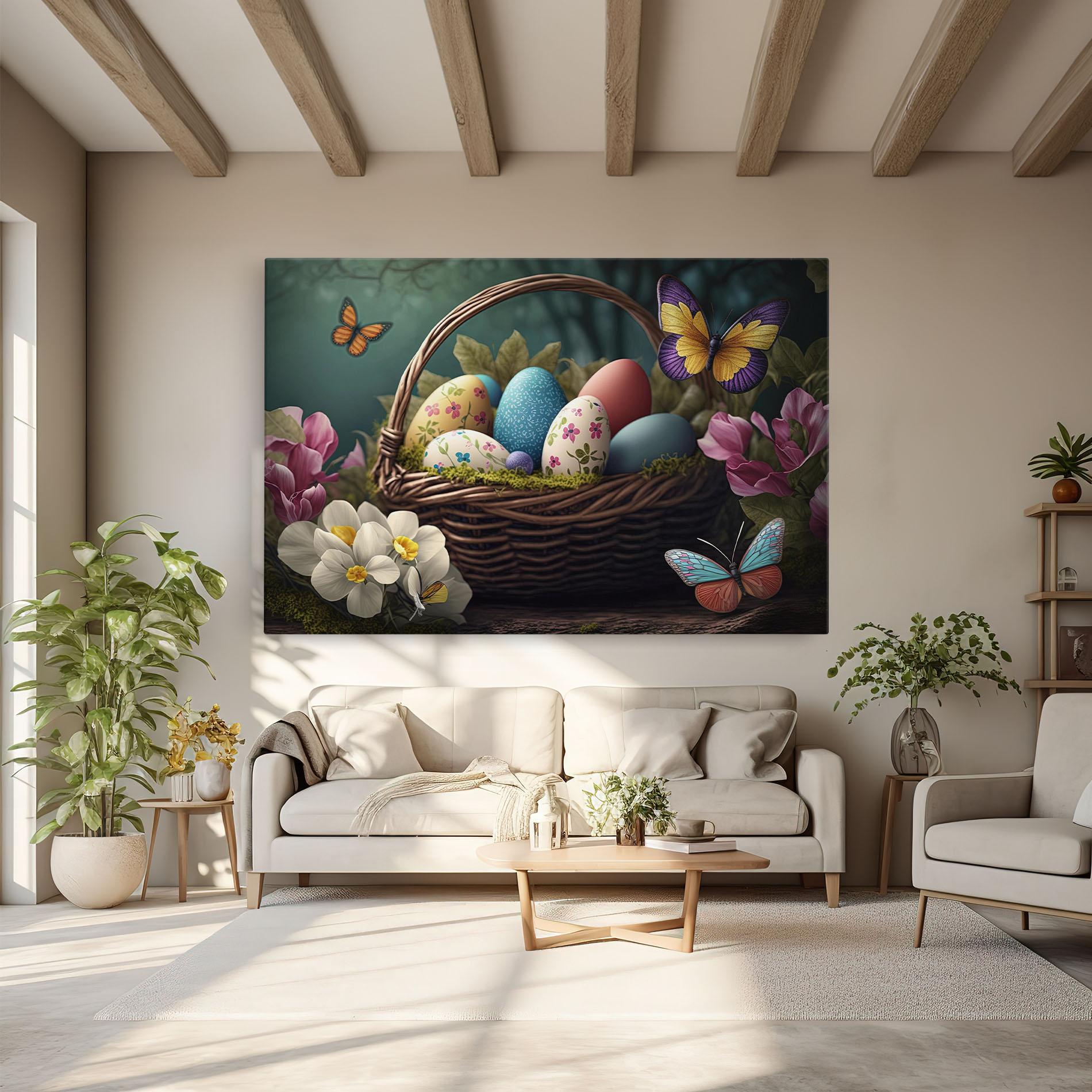 Leinwandbild Easter Eggs Butterfly mockup 6