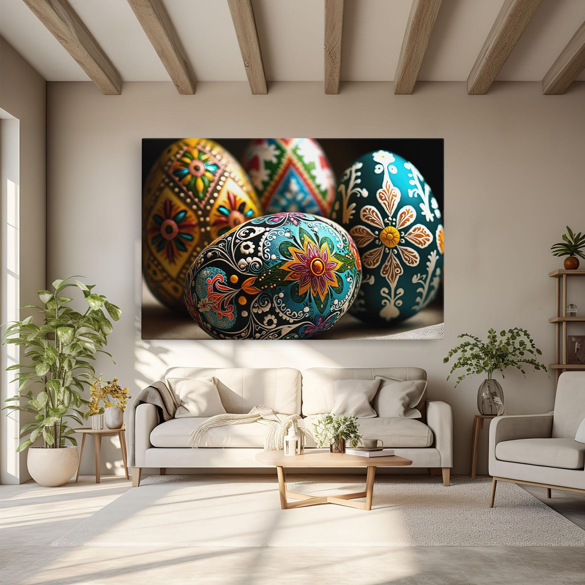 Leinwandbild Easter Eggs Ornament mockup 6