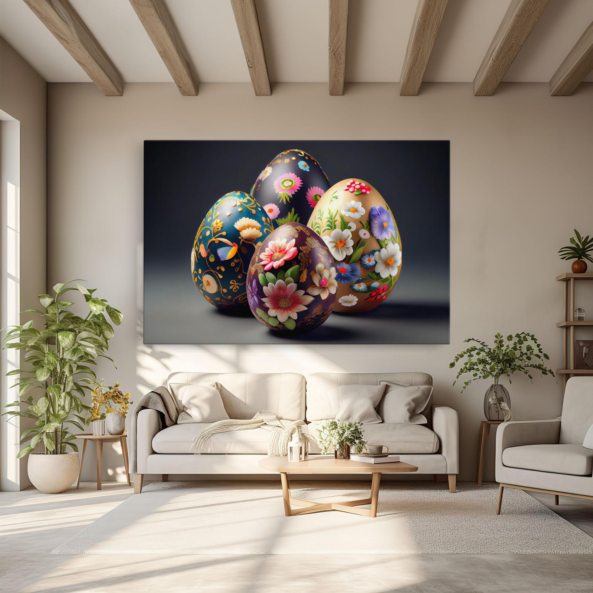 Leinwandbild Easter Egs Flowers mockup 6