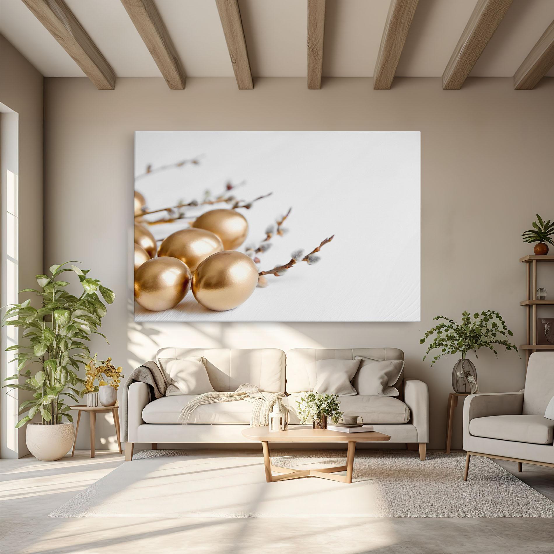 Leinwandbild Easter Gold Eggs mockup 6