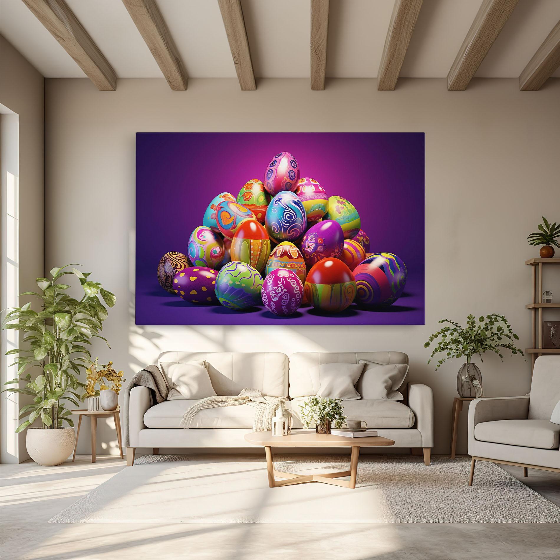 Leinwandbild Pile Colorful Eggs mockup 6