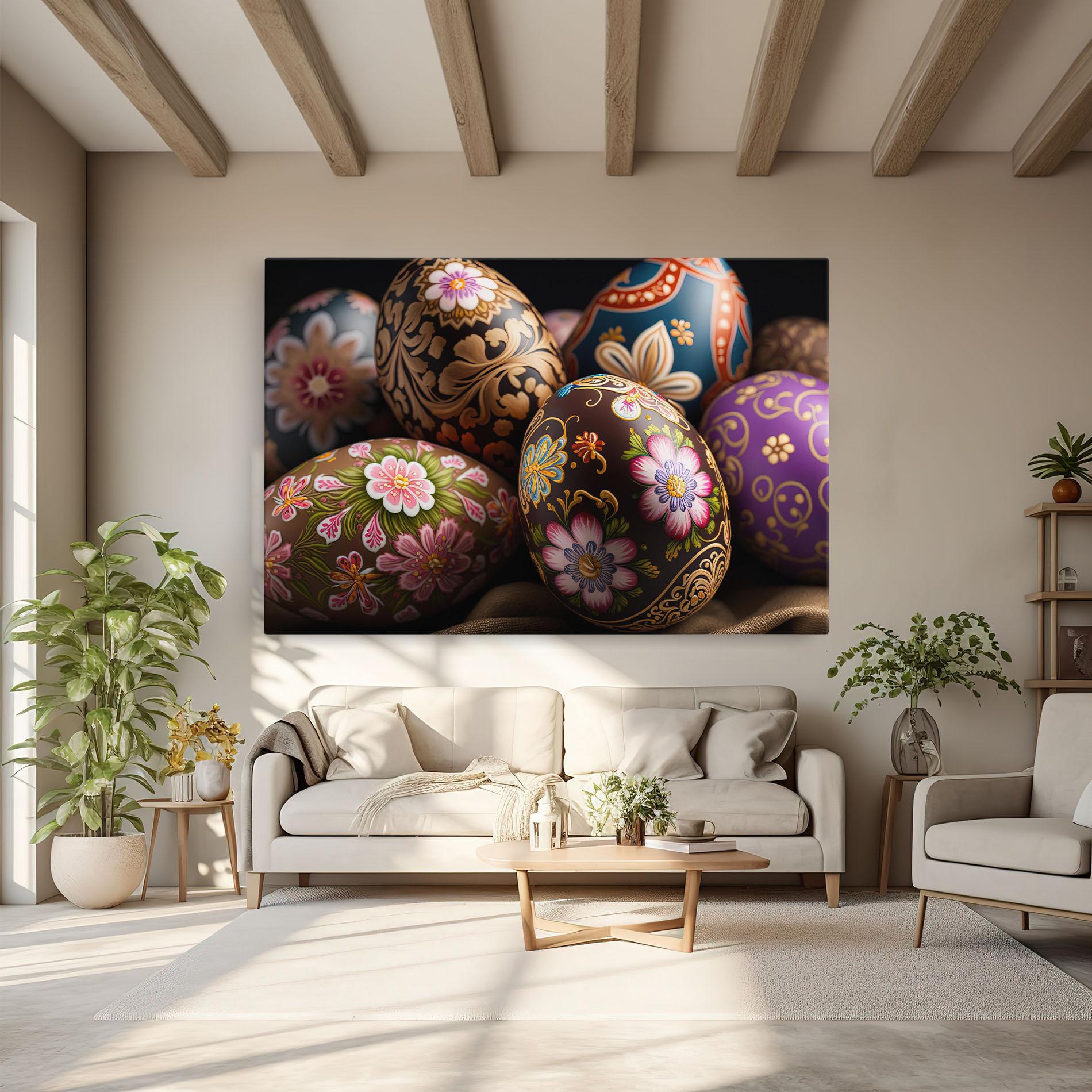 Leinwandbild Pretty Painted Eggs mockup 6