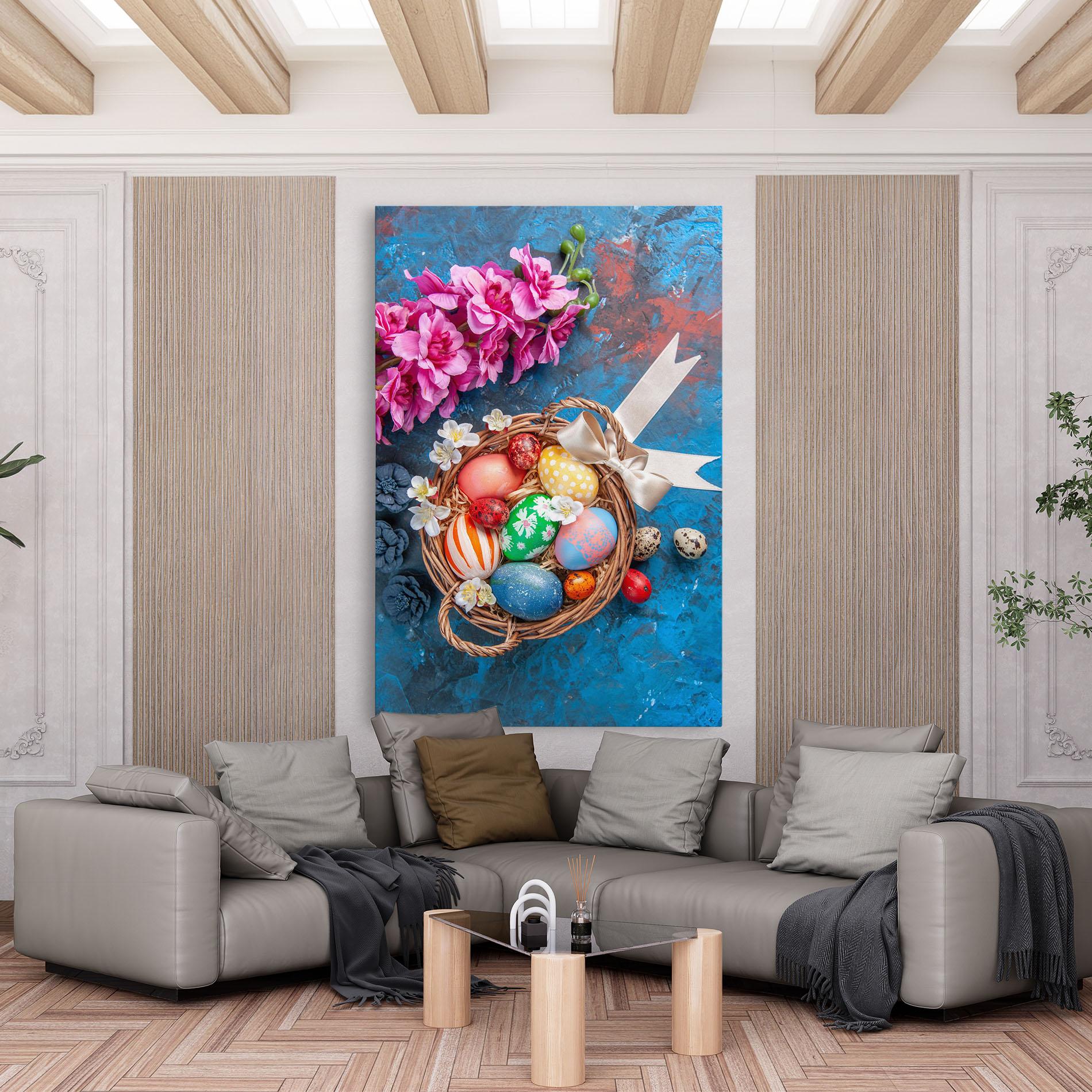 Leinwandbild Colored Easter Eggs mockup 6