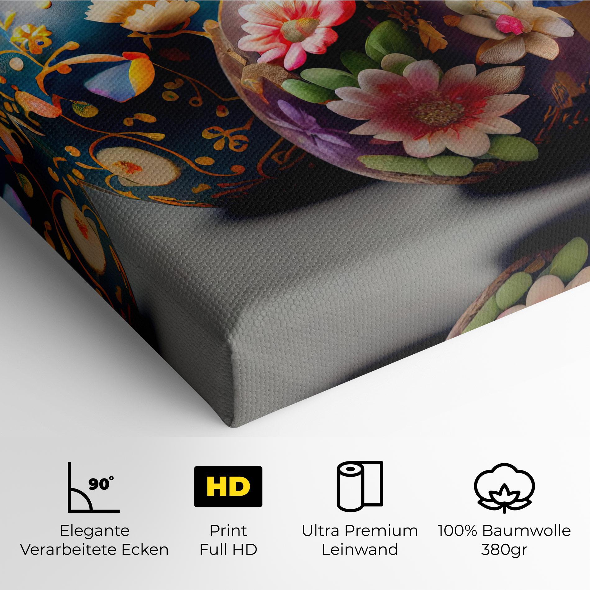 Leinwandbild Easter Egs Flowers mockup 4