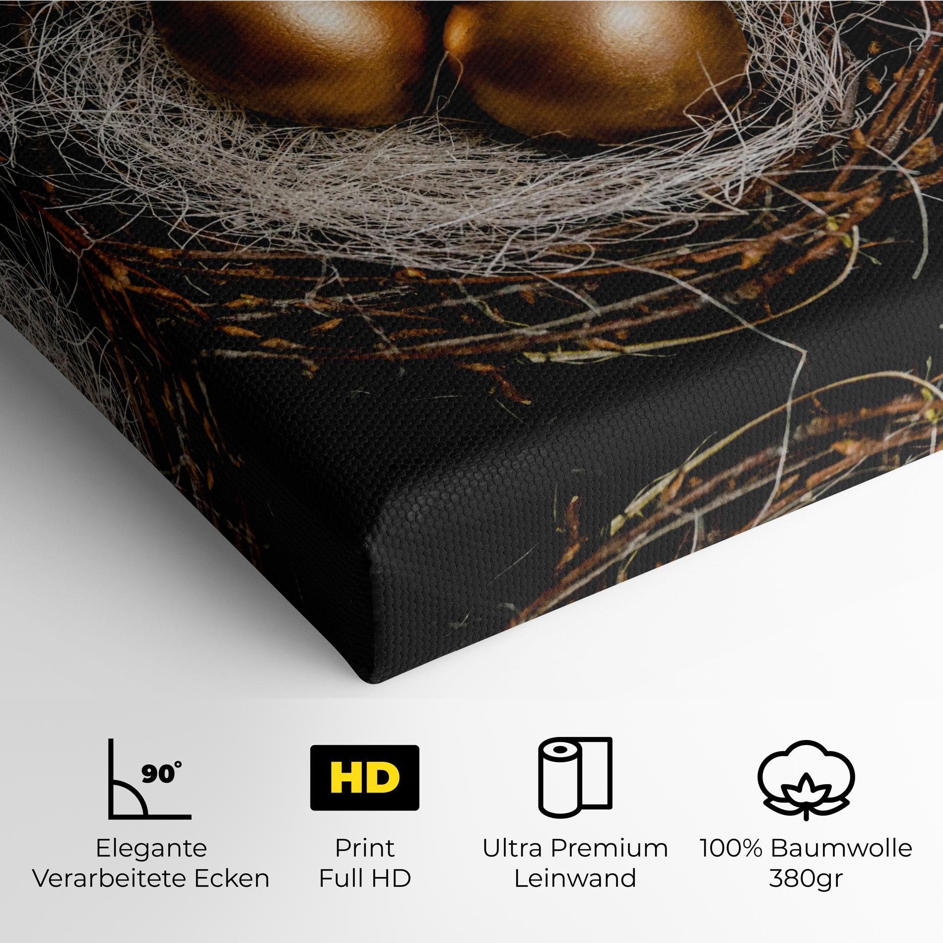 Leinwandbild Pretty Golden Easter Eggs mockup 4