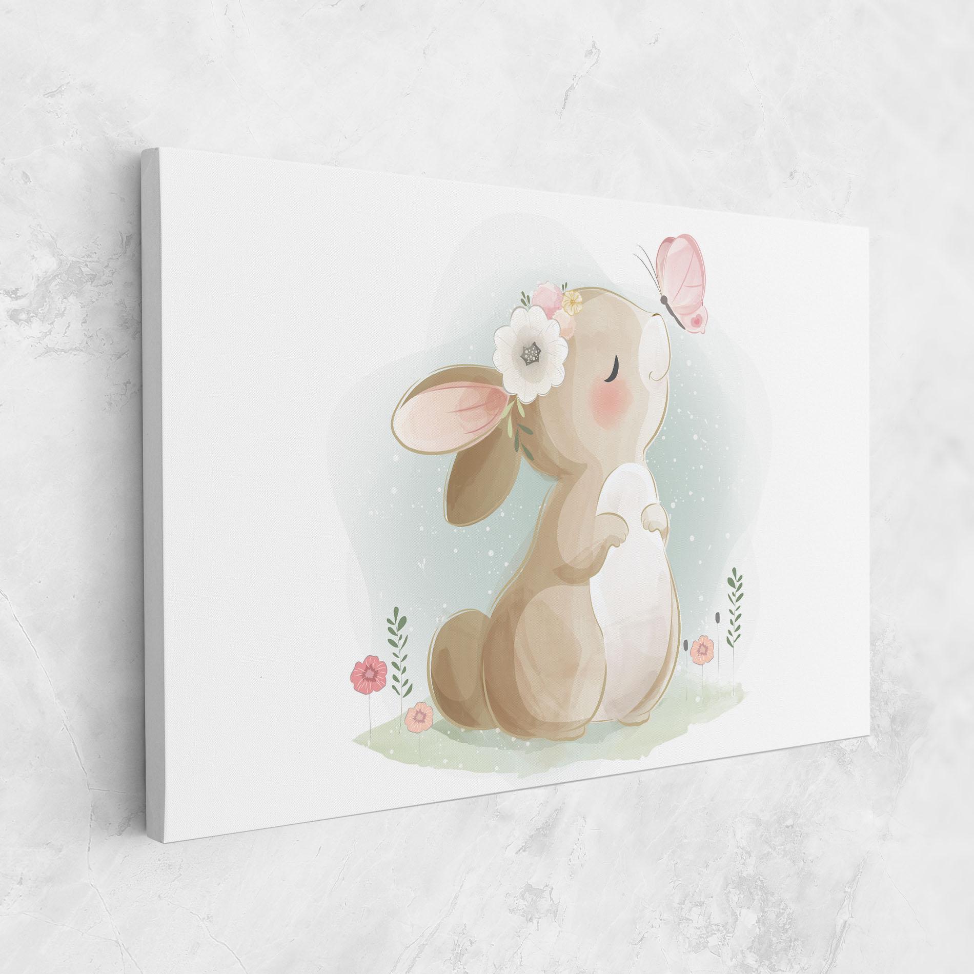 Leinwandbild Butterfly On Bunny Nose mockup 1
